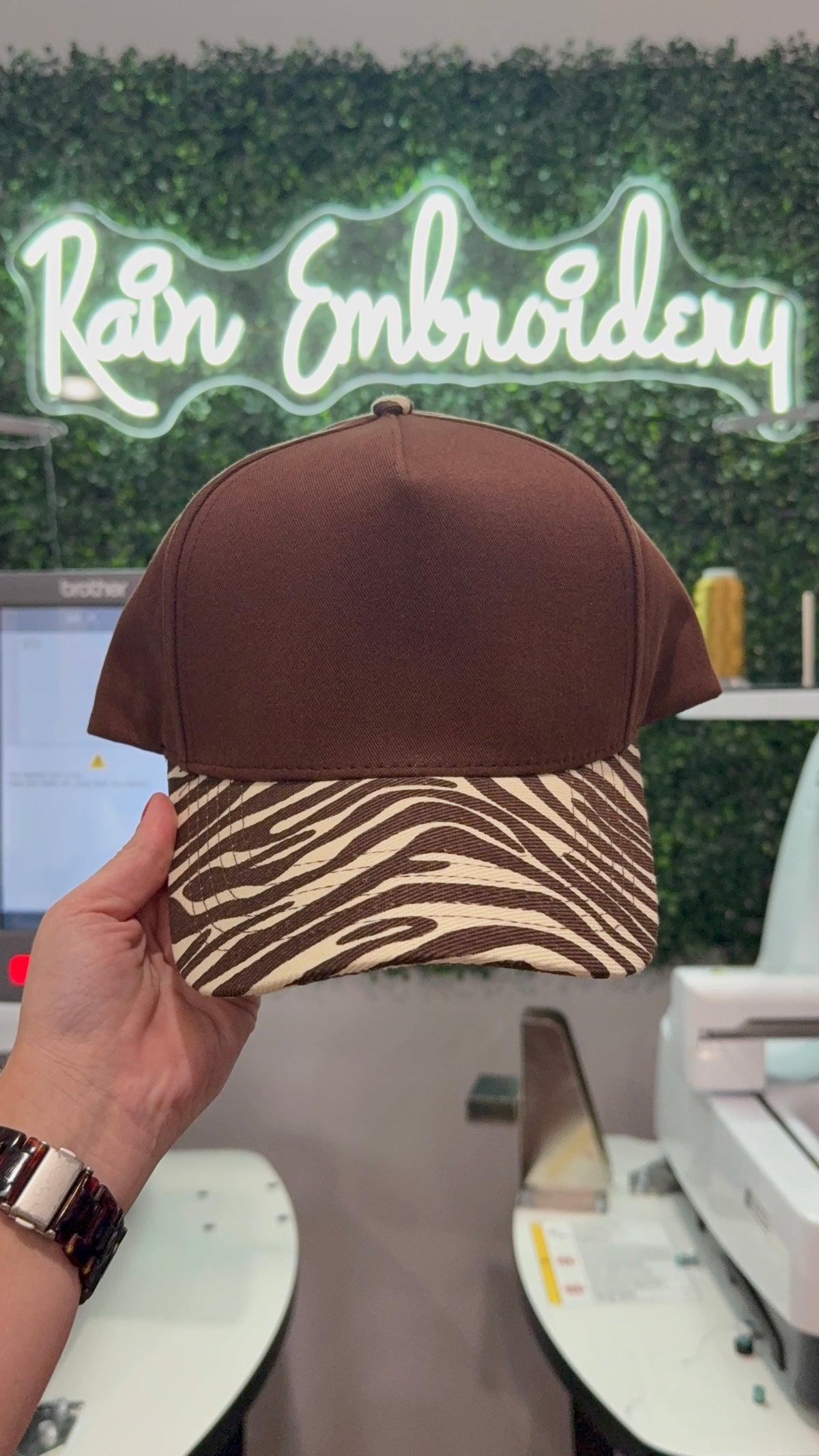 Brown Zebra Bill Hat (blank)