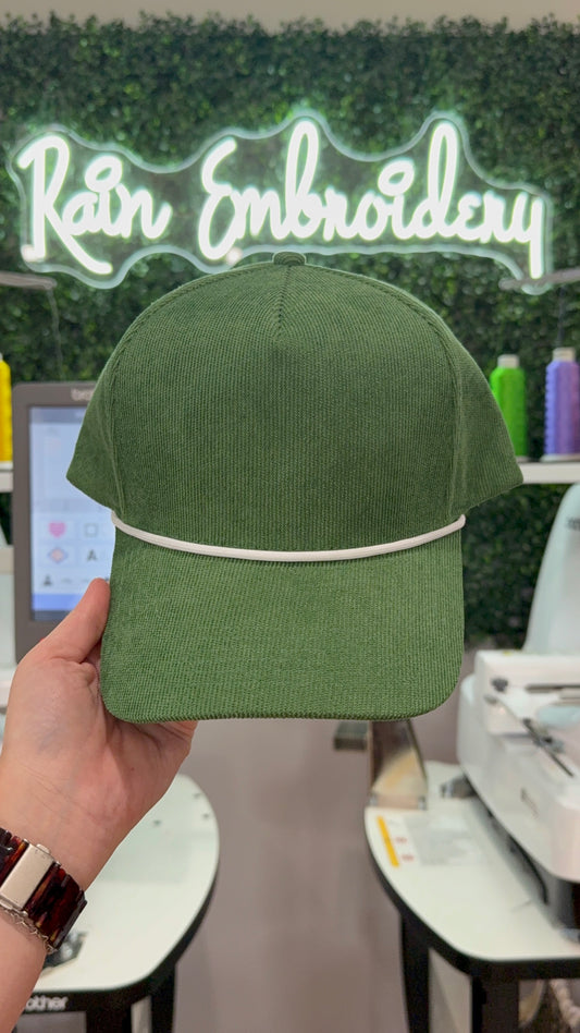 Green Corduroy Trucker Hat (blanks)