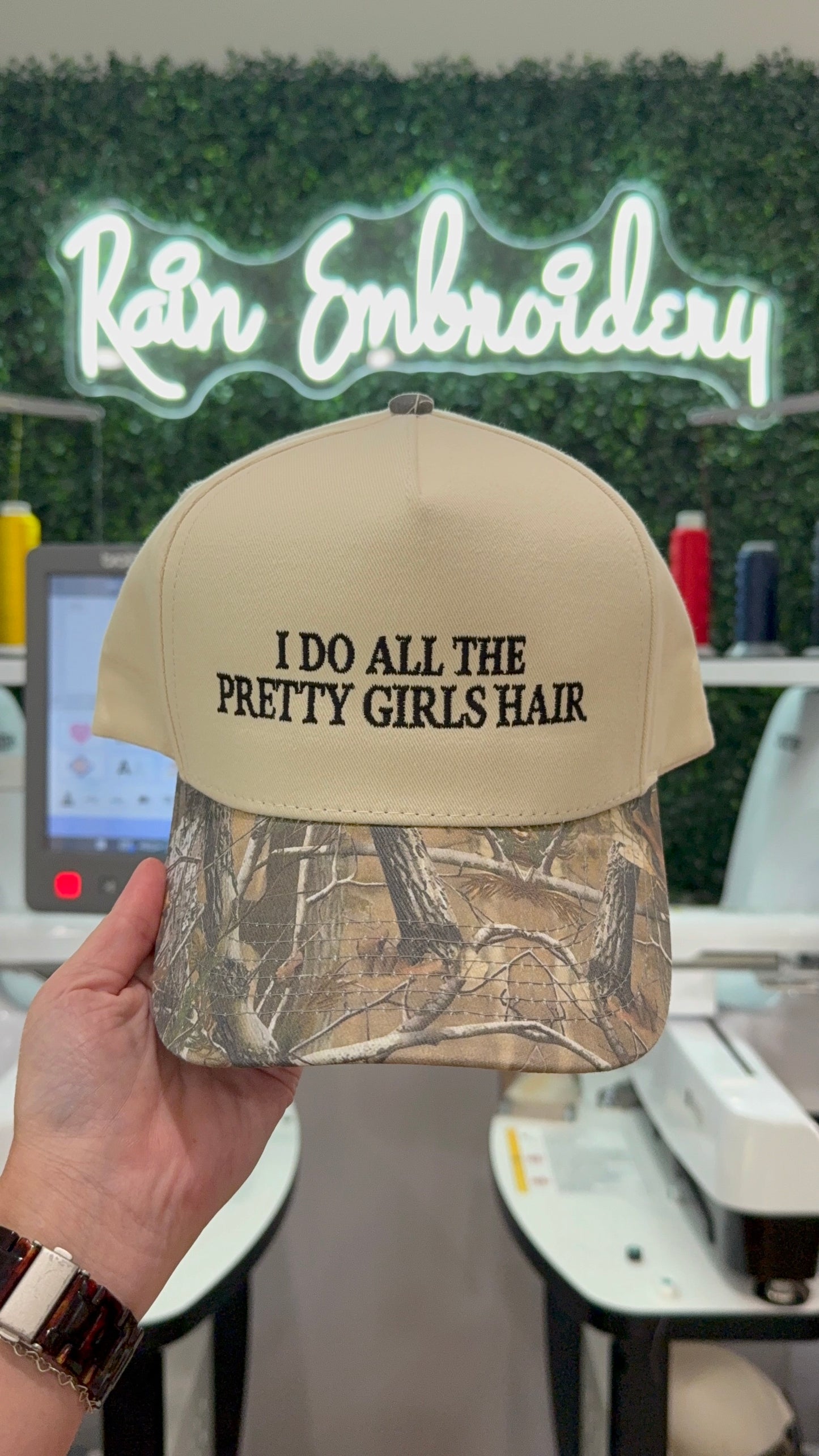 I Do All The Pretty Girls Hair / Camo Embroidered Hat
