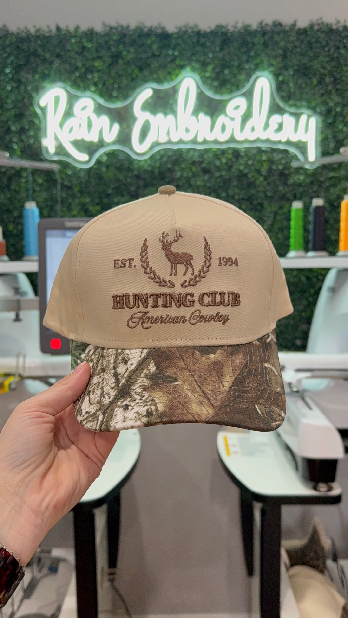 Hunting Club Camo Embroidered Trucker Hat
