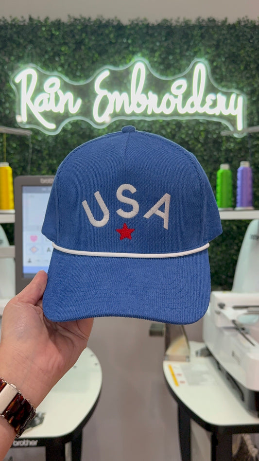 USA Embroidered Corduroy Trucker Hat