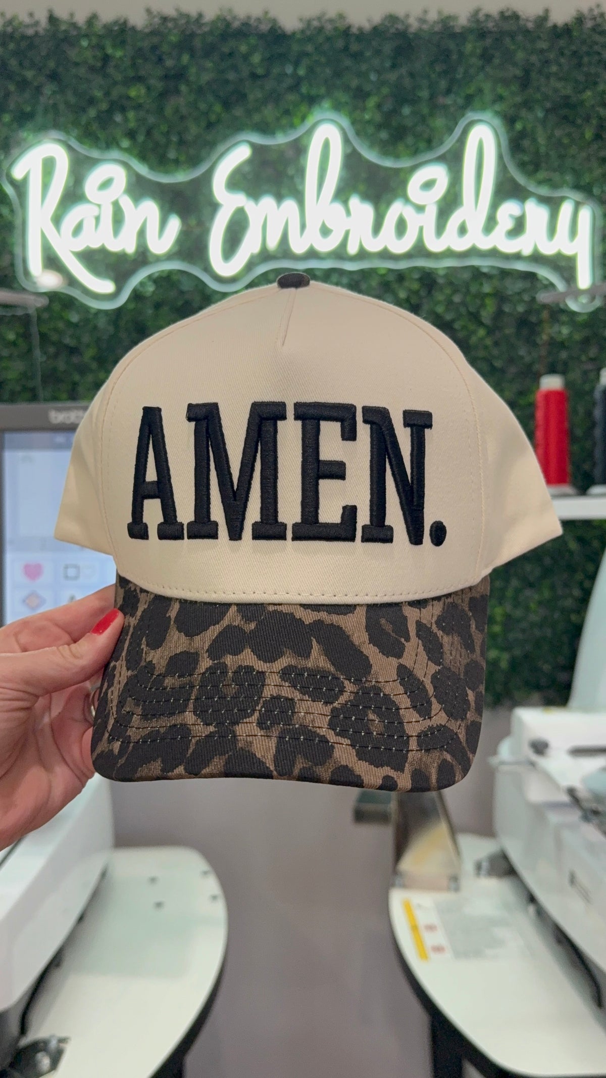 AMEN. Leopard Vintage Embroidered Hat