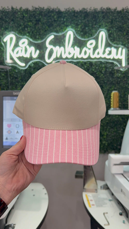 Pink Striped Trucker Hat (blank)