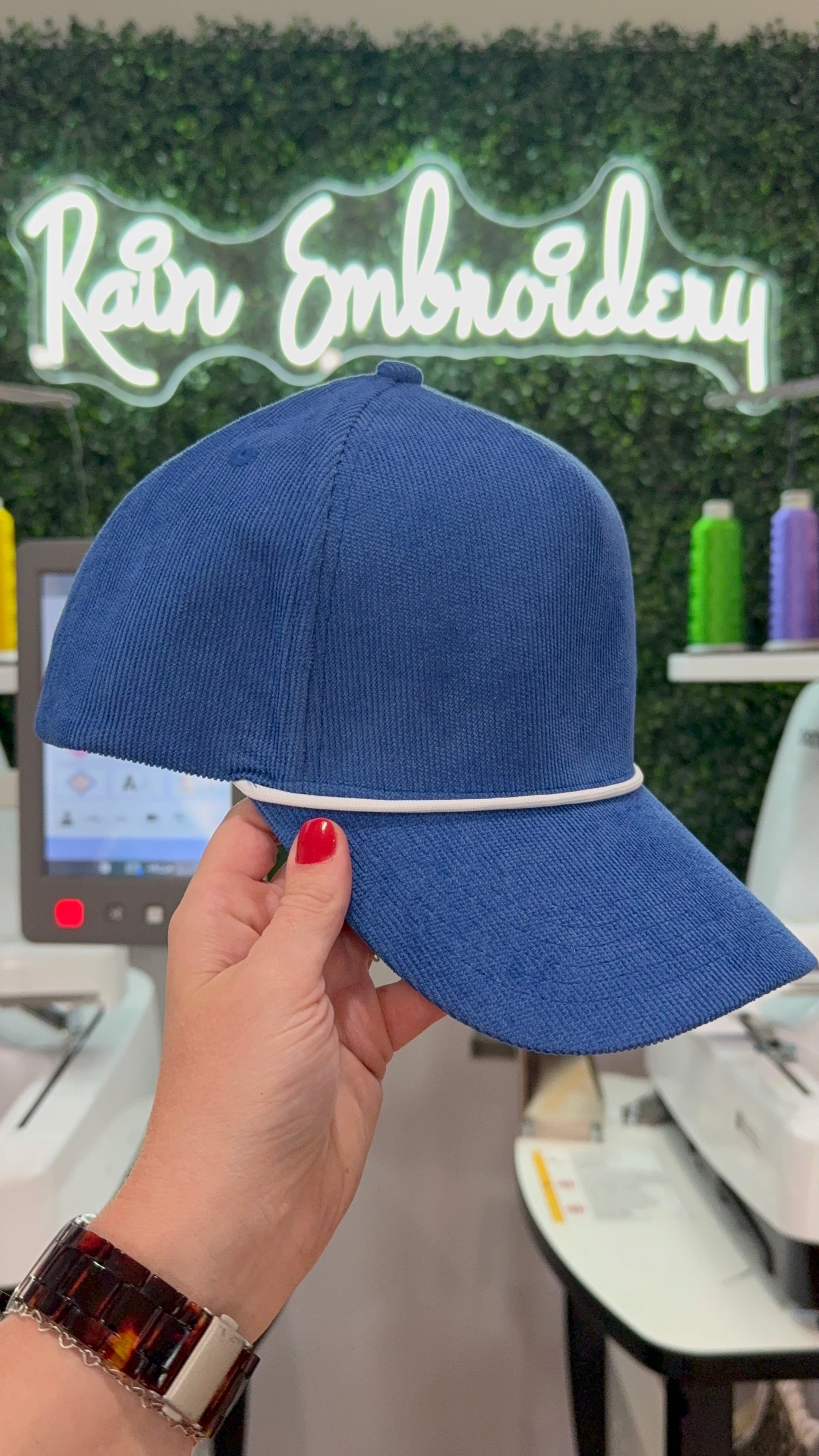 Blue Corduroy Trucker Hat (blanks)