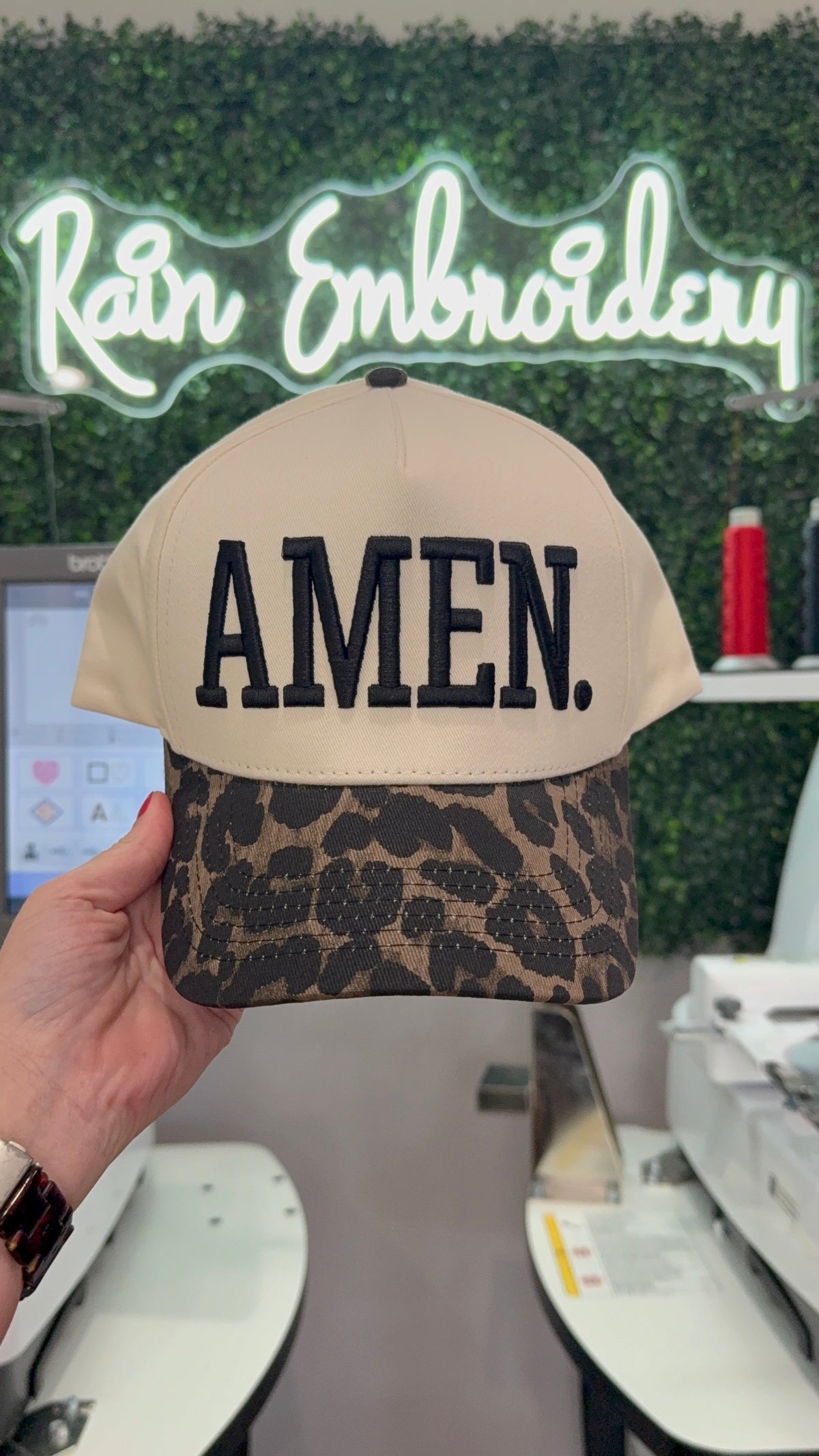 AMEN. Leopard Vintage Embroidered Hat
