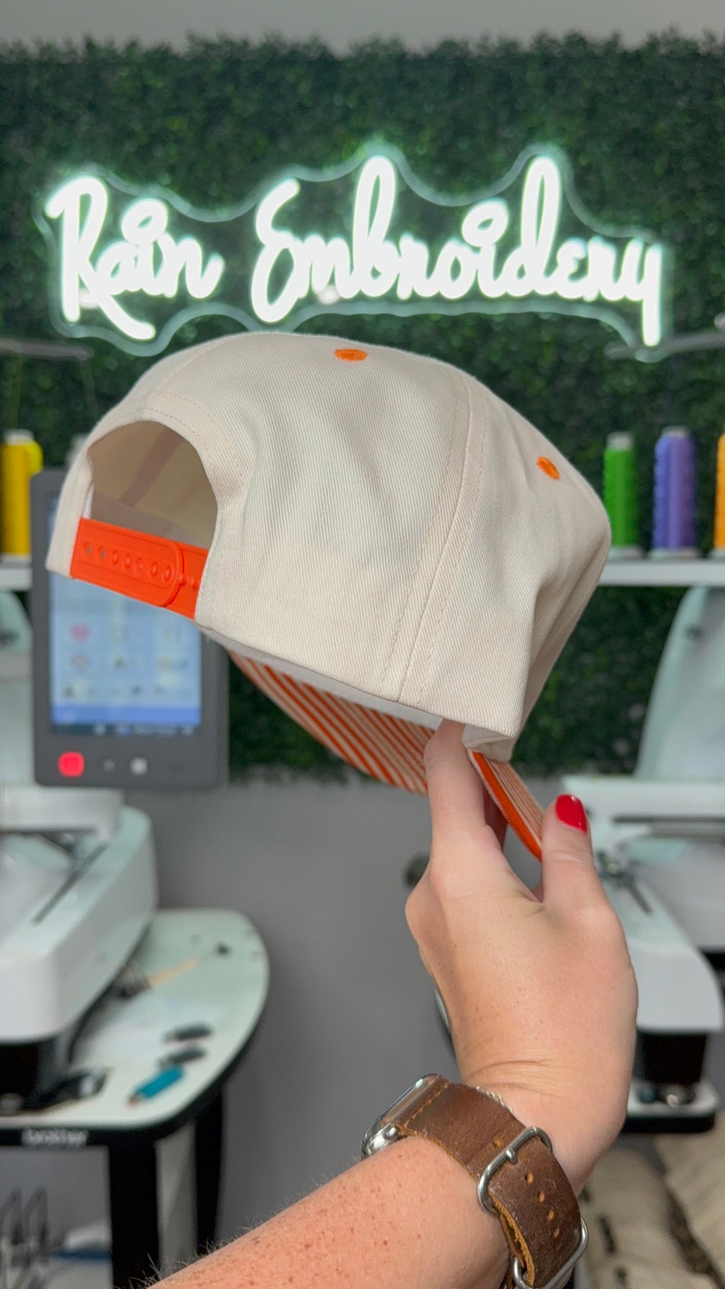 Orange Stripes Trucker Hat (blank)