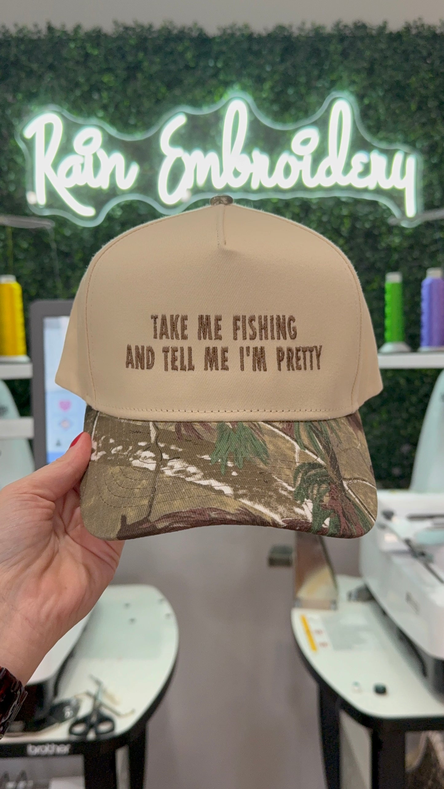 Take Me Fishing - Camo Embroidered Trucker Hat