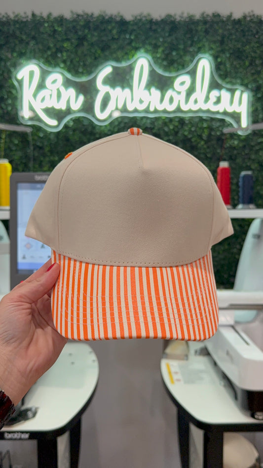 Orange Stripes Trucker Hat (blank)