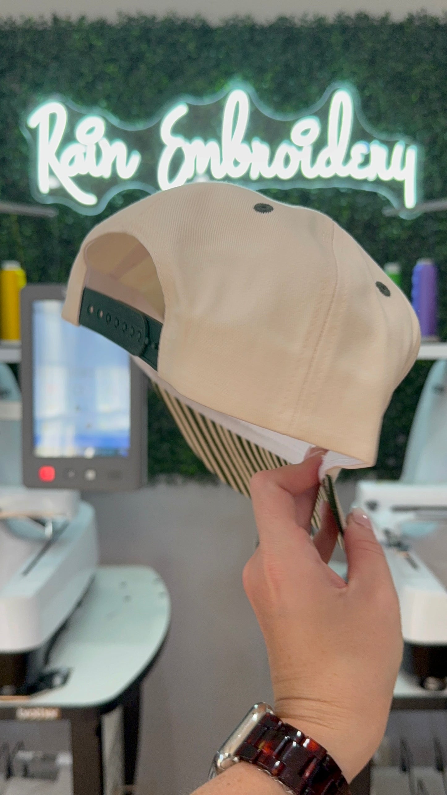 Dark Green Stripes Trucker Hat (blank)