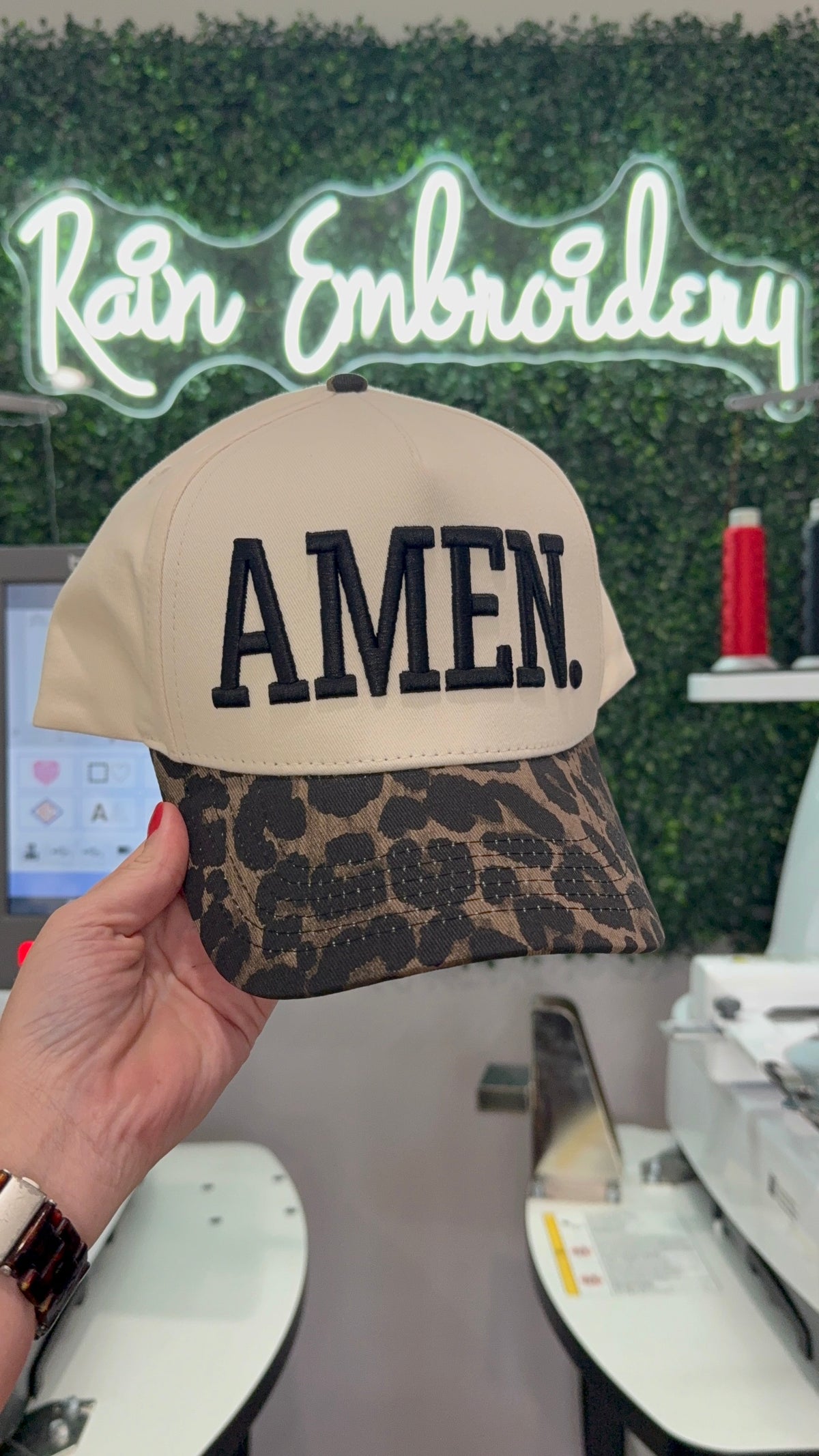 AMEN. Leopard Vintage Embroidered Hat