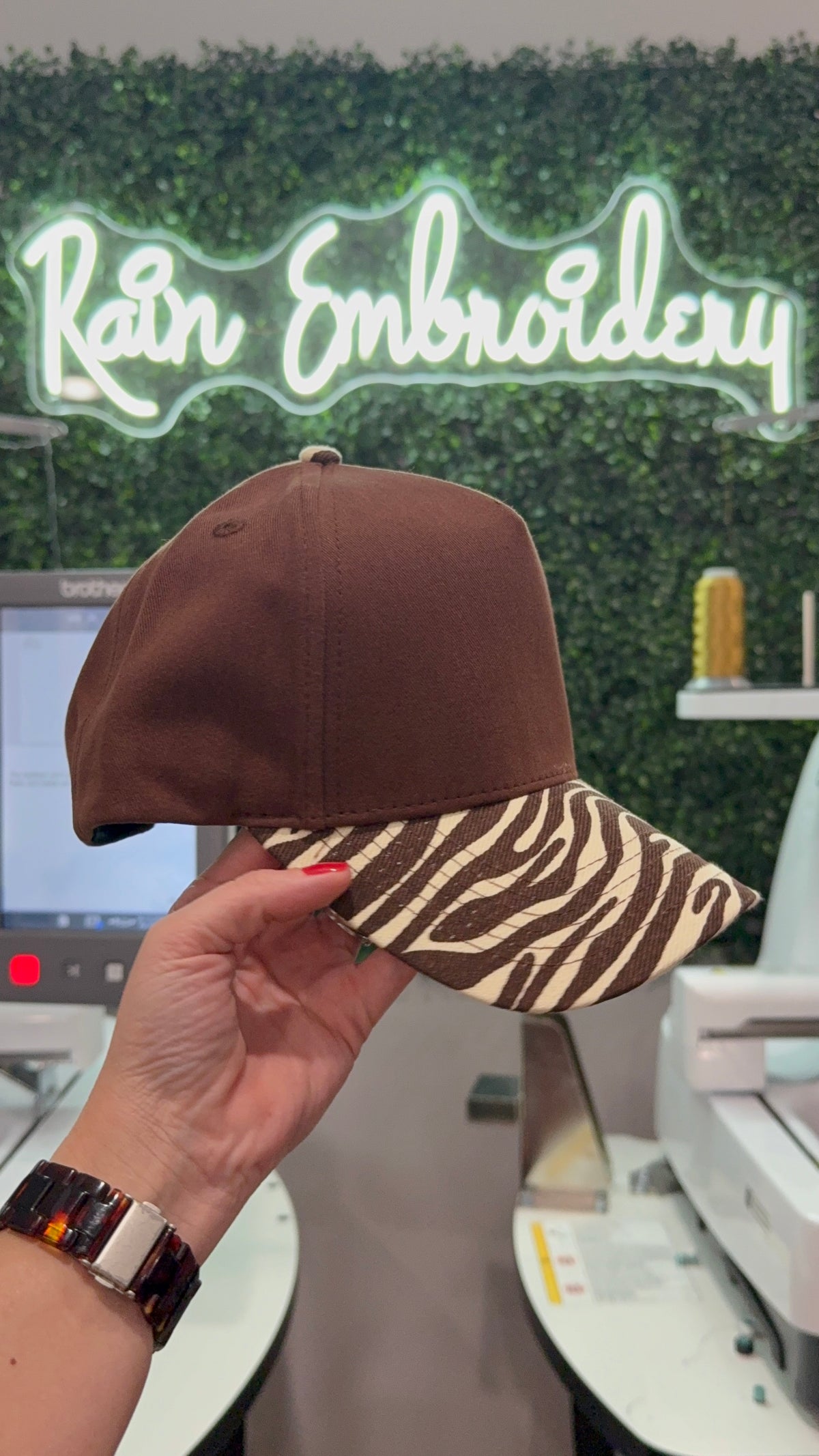 Brown Zebra Bill Hat (blank)