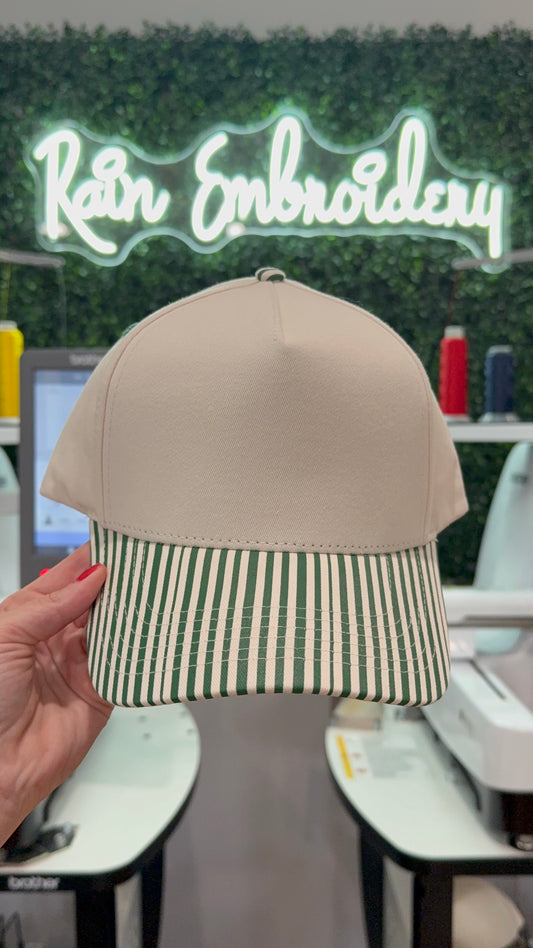 Dark Green Stripes Trucker Hat (blank)