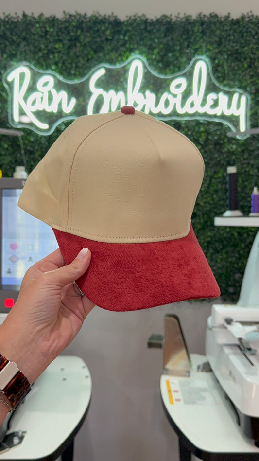 Red Suede Trucker Hat (blank)