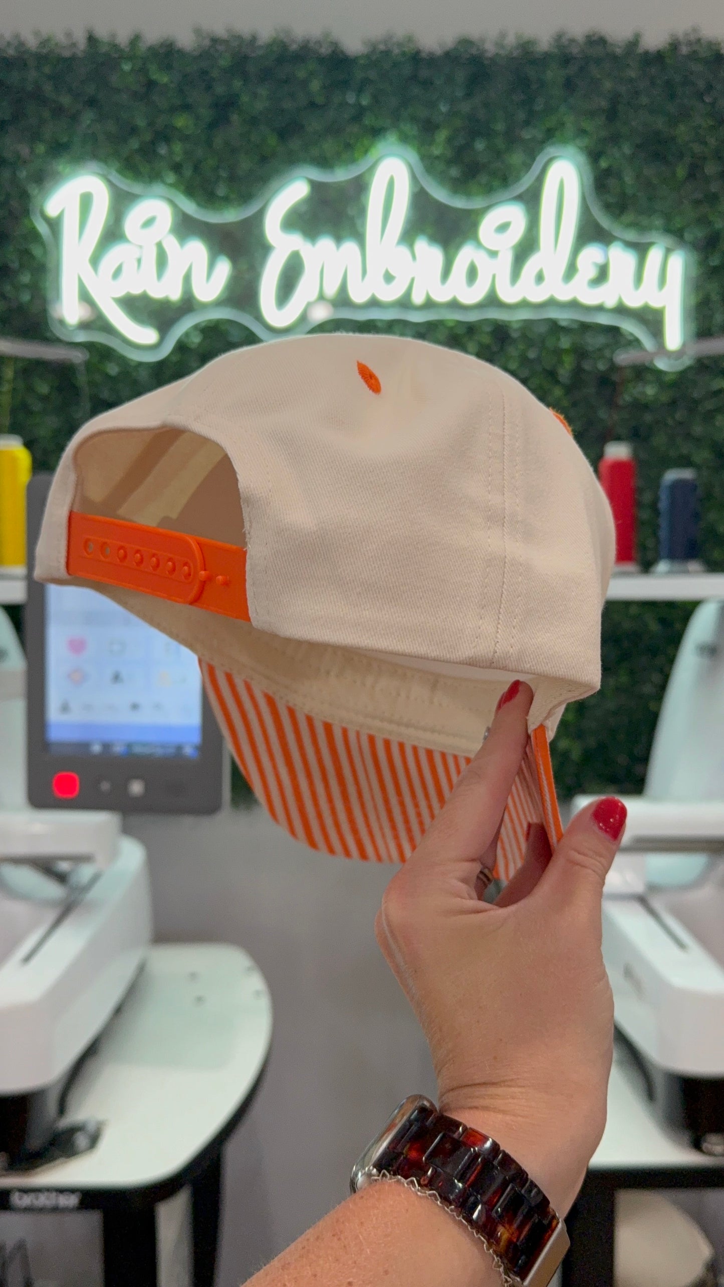 Orange Stripes Trucker Hat (blank)