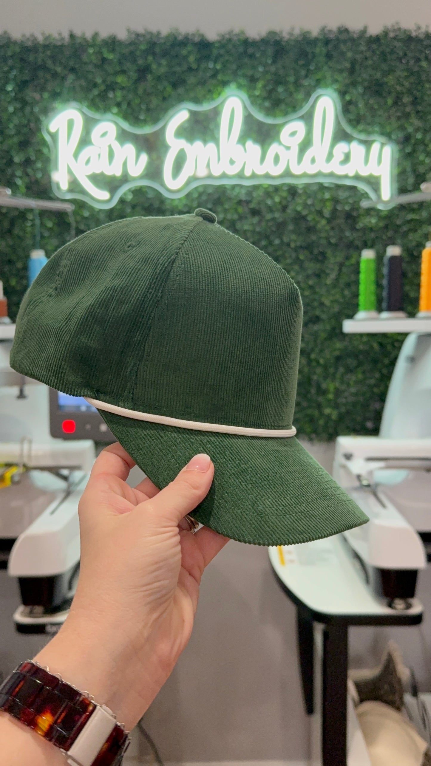 Green Corduroy Trucker Hat (blank)