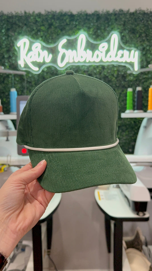 Green Corduroy Trucker Hat (blank)