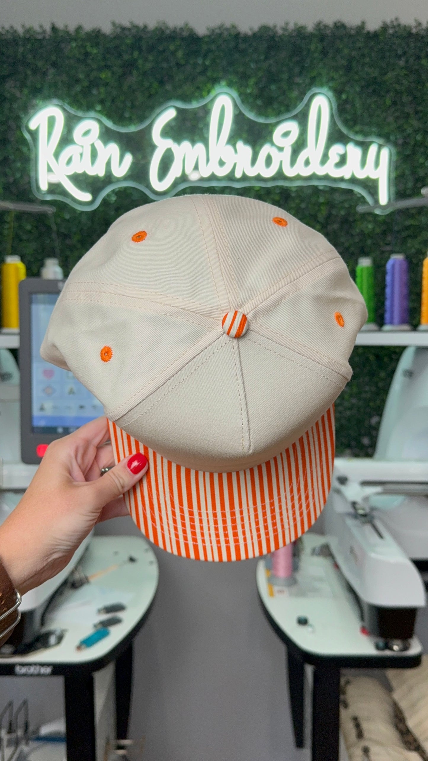 Orange Stripes Trucker Hat (blank)