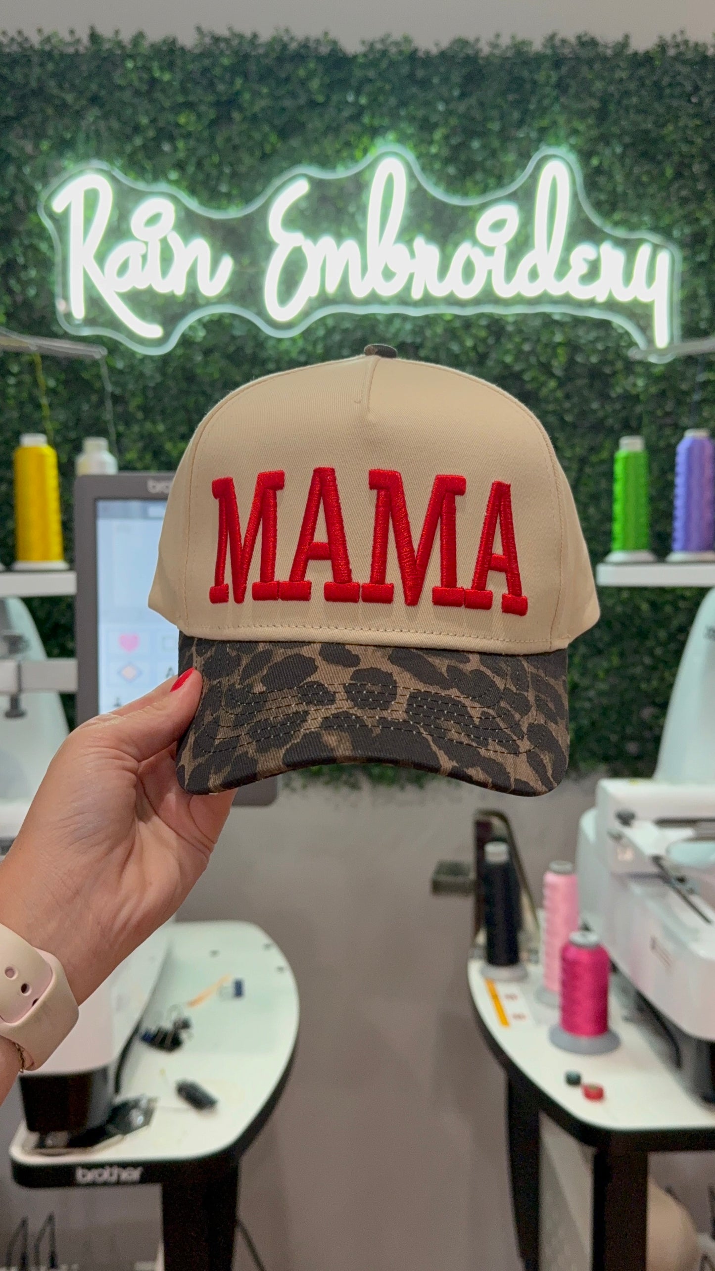 MAMA Leopard Vintage Hat / Embroidered Hat