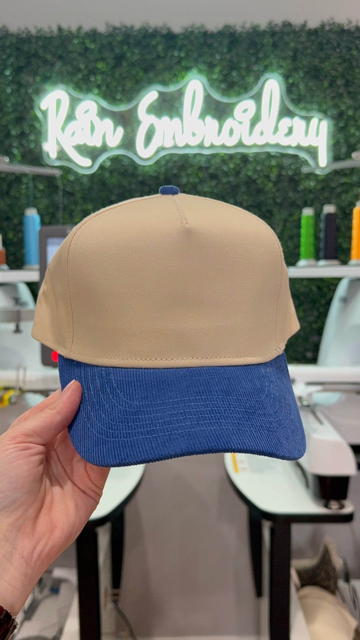 Blue Corduroy Bill Trucker Hat (blank)