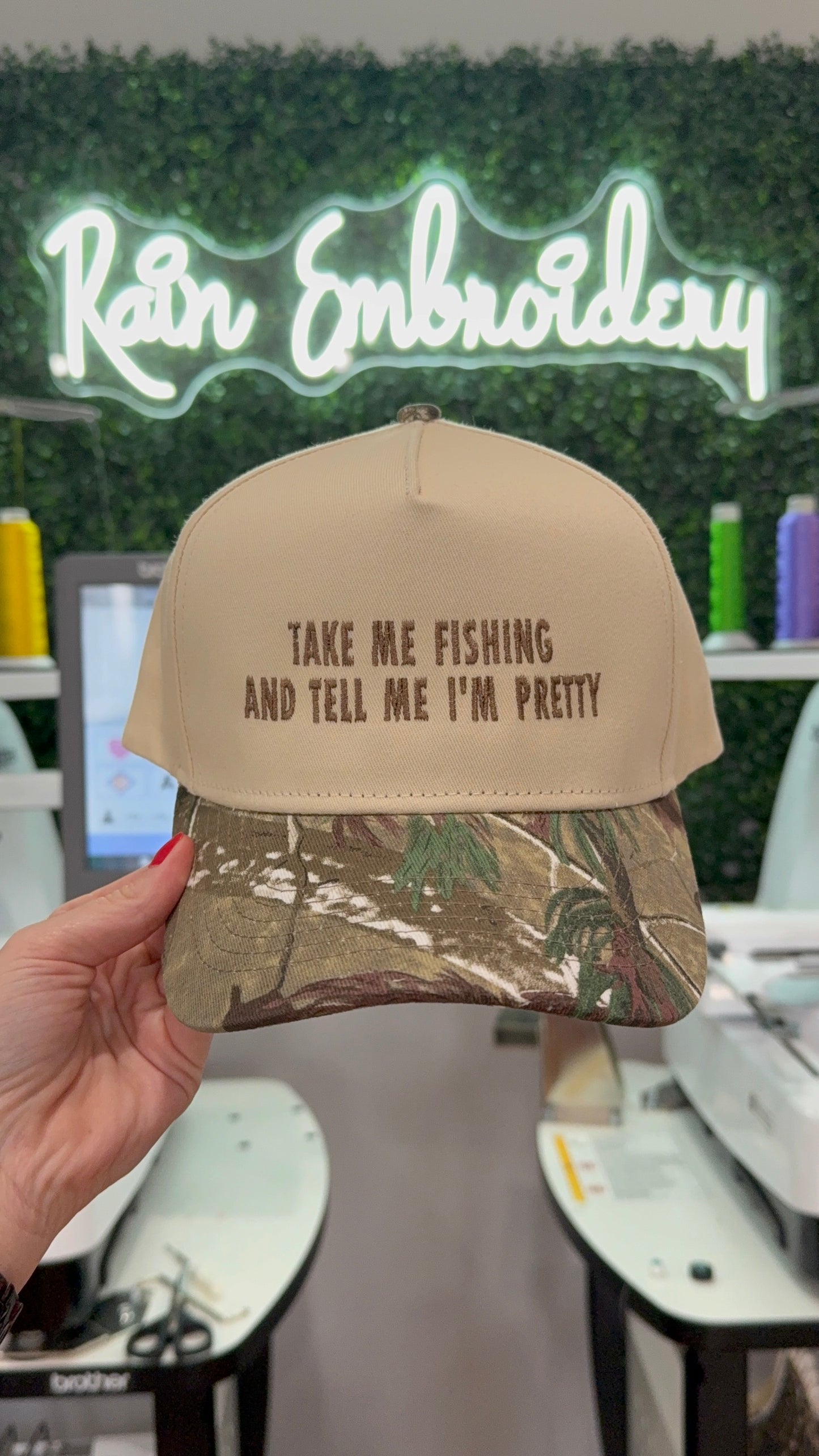 Take Me Fishing - Camo Embroidered Trucker Hat