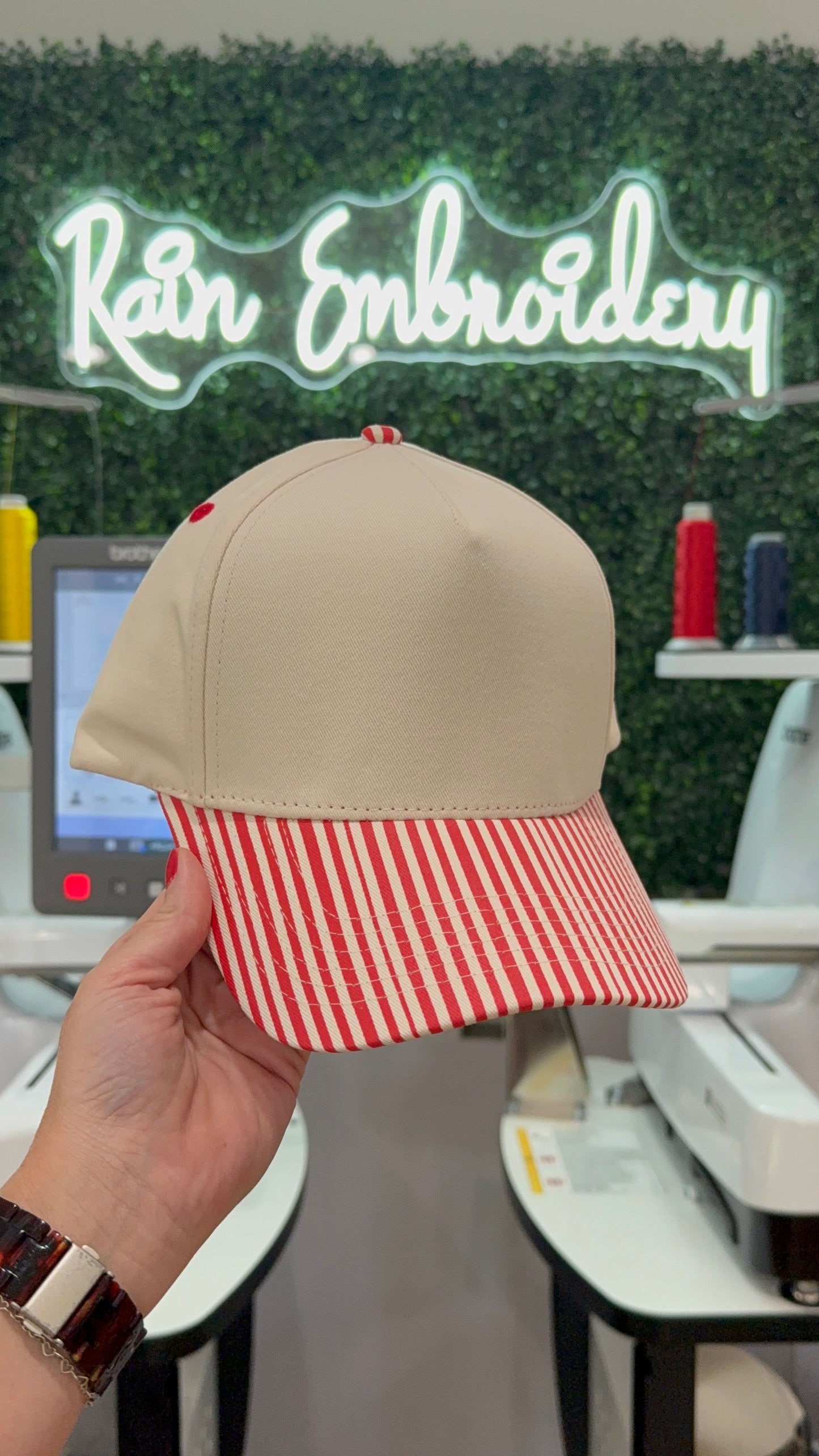 Red Stripes Trucker Hat (blank)