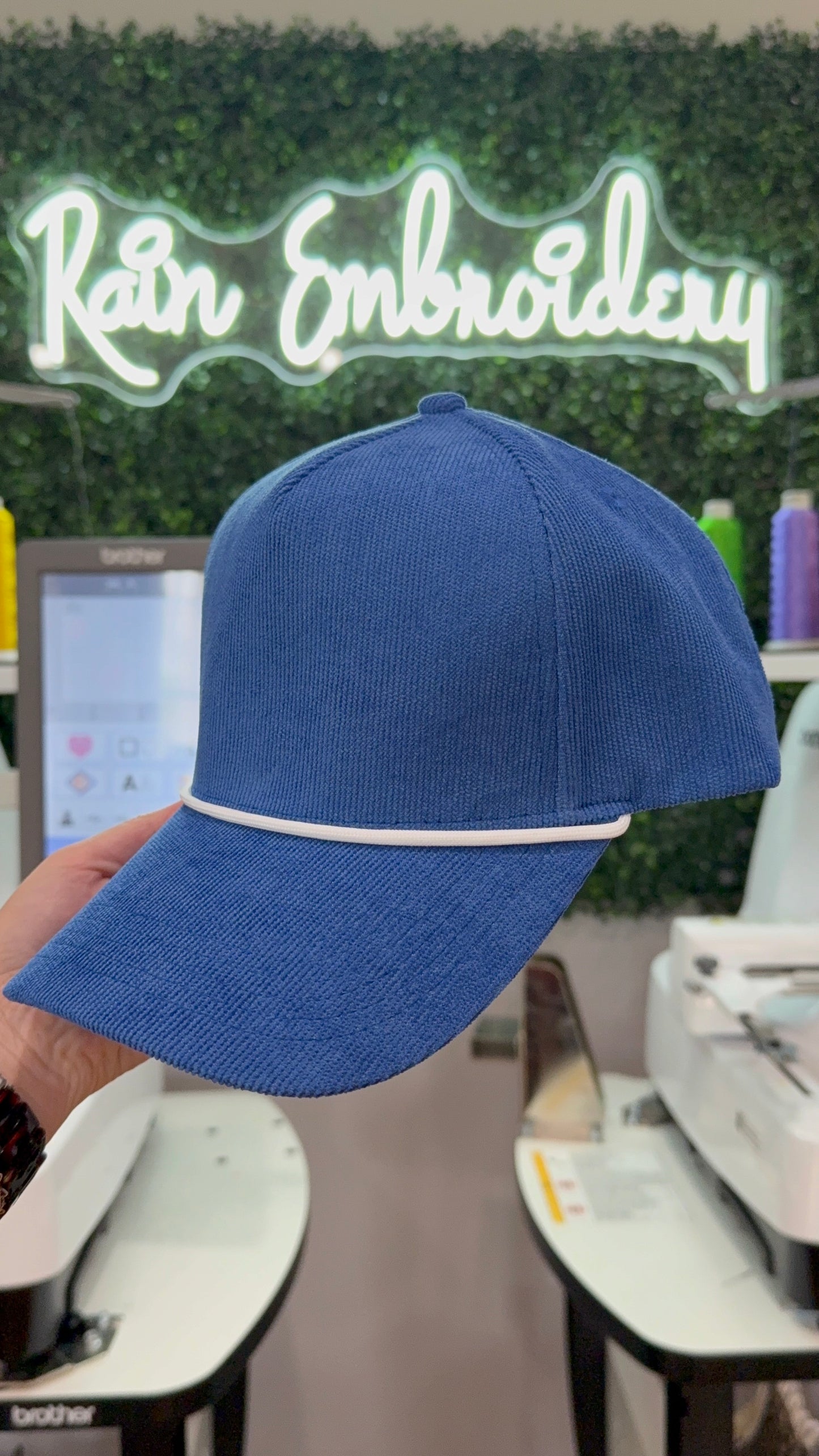 Blue Corduroy Trucker Hat (blanks)