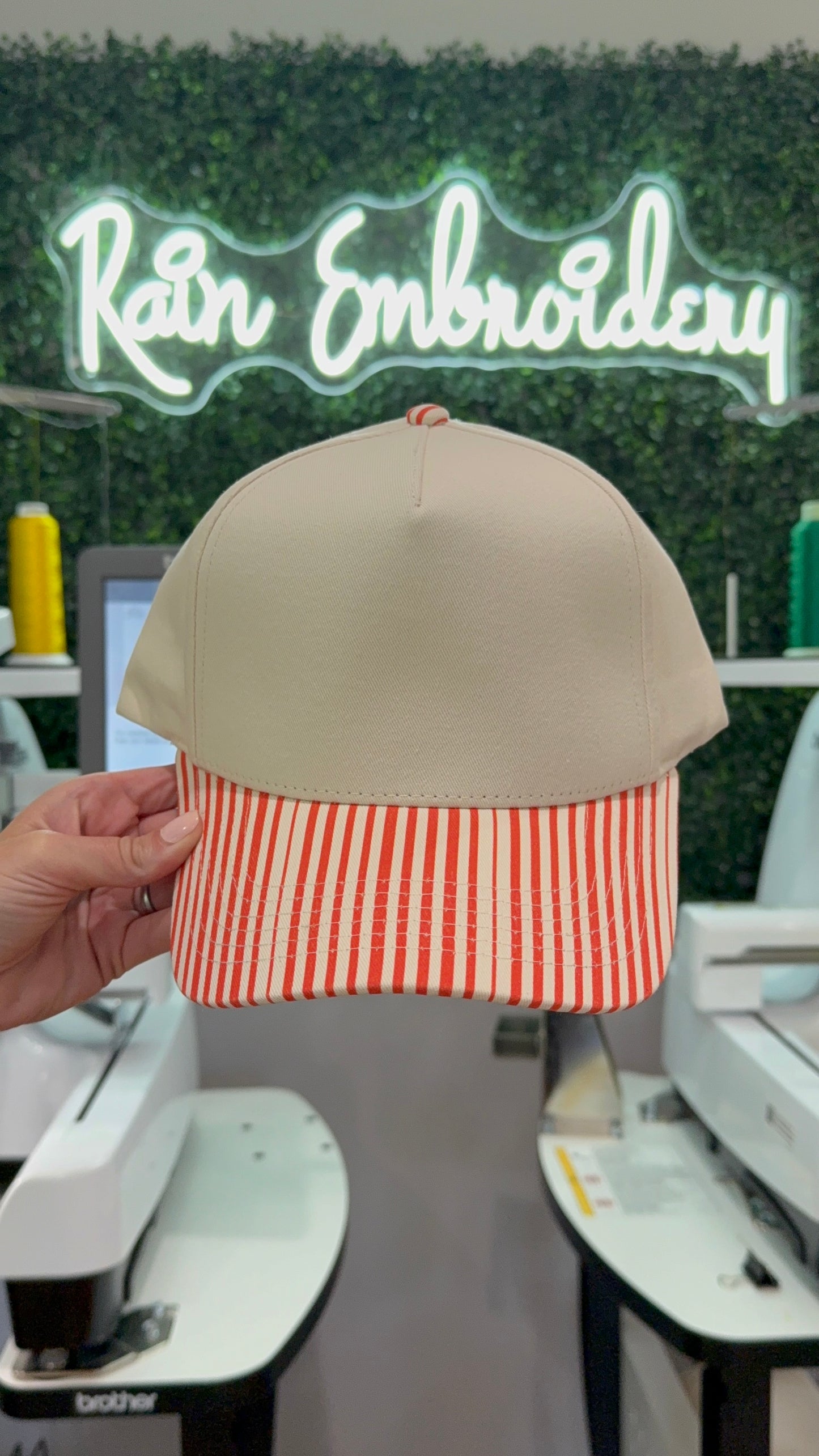 Burnt Orange Stripes Trucker Hat (blank)