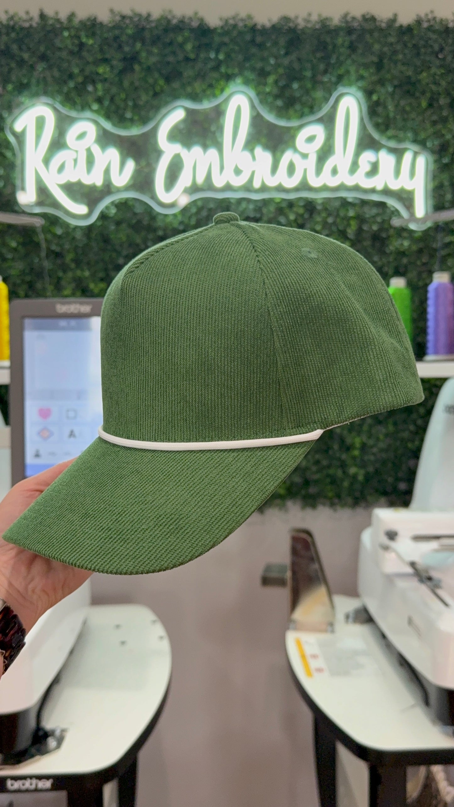 Green Corduroy Trucker Hat (blanks)