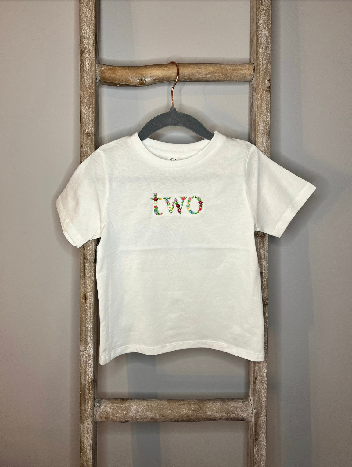 Two Year Old Floral Embroidered Tee