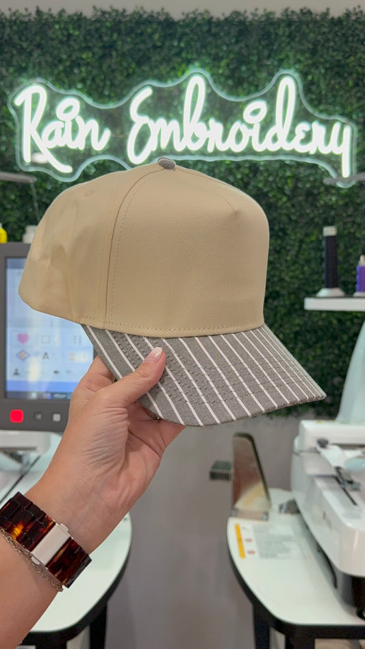 Gray Striped Bill (blank) Trucker Hat