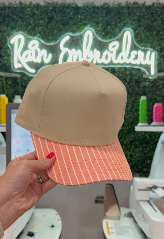 Orange Striped Bill (blank) Trucker Hat