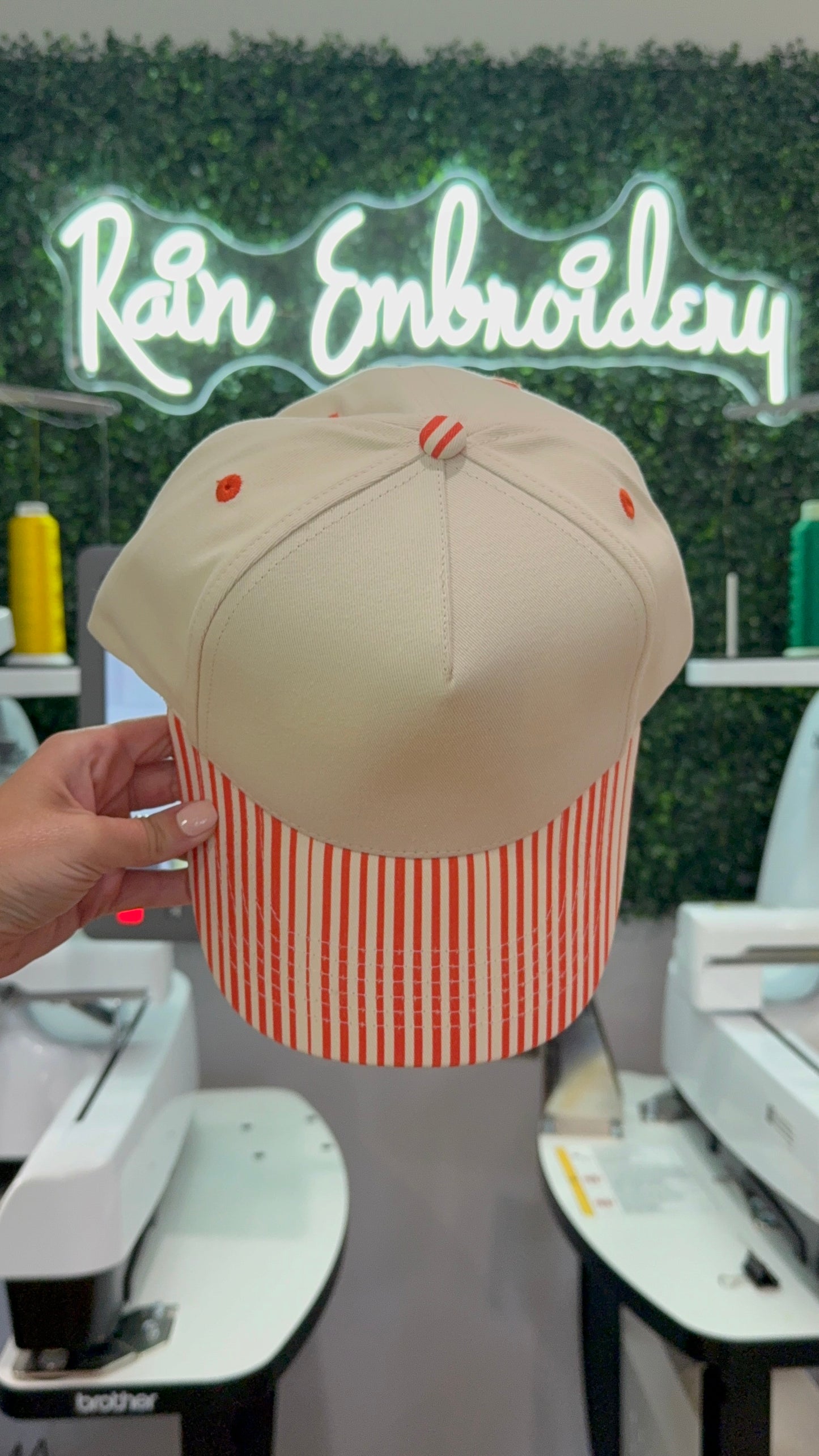 Burnt Orange Stripes Trucker Hat (blank)