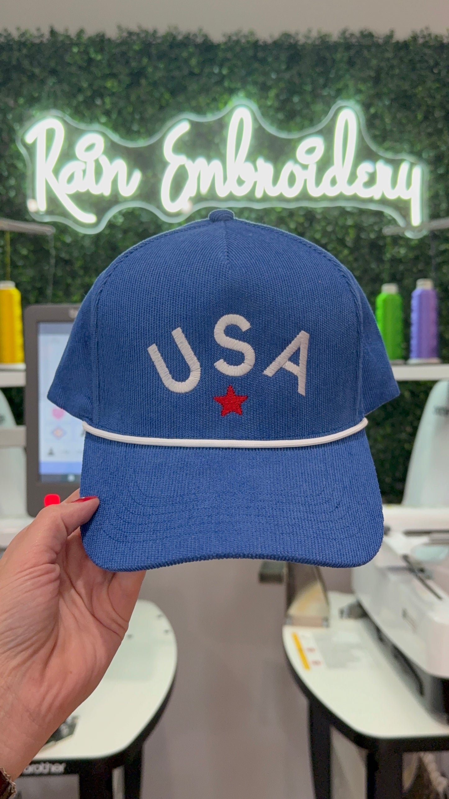 USA Embroidered Corduroy Trucker Hat