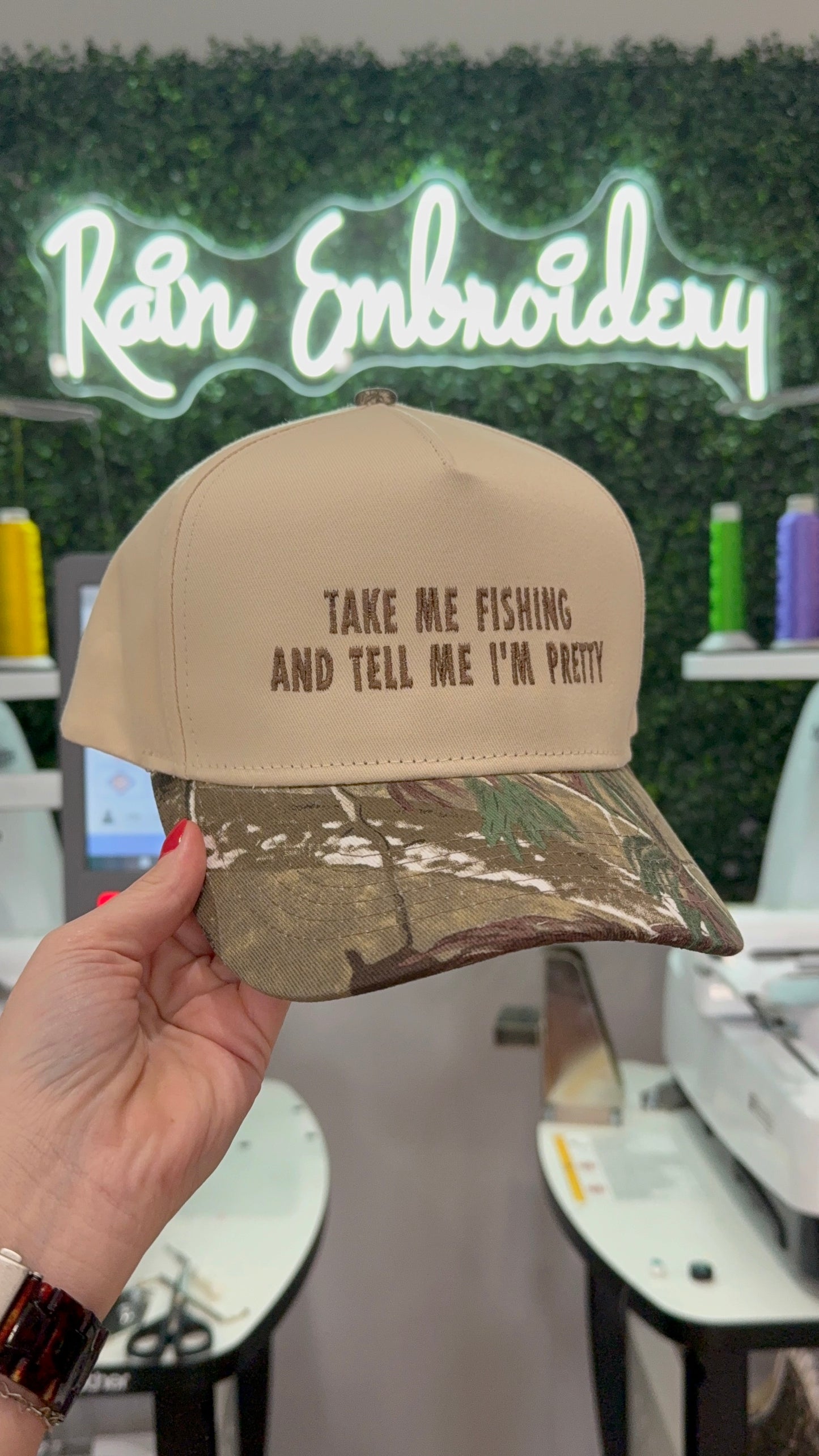 Take Me Fishing - Camo Embroidered Trucker Hat