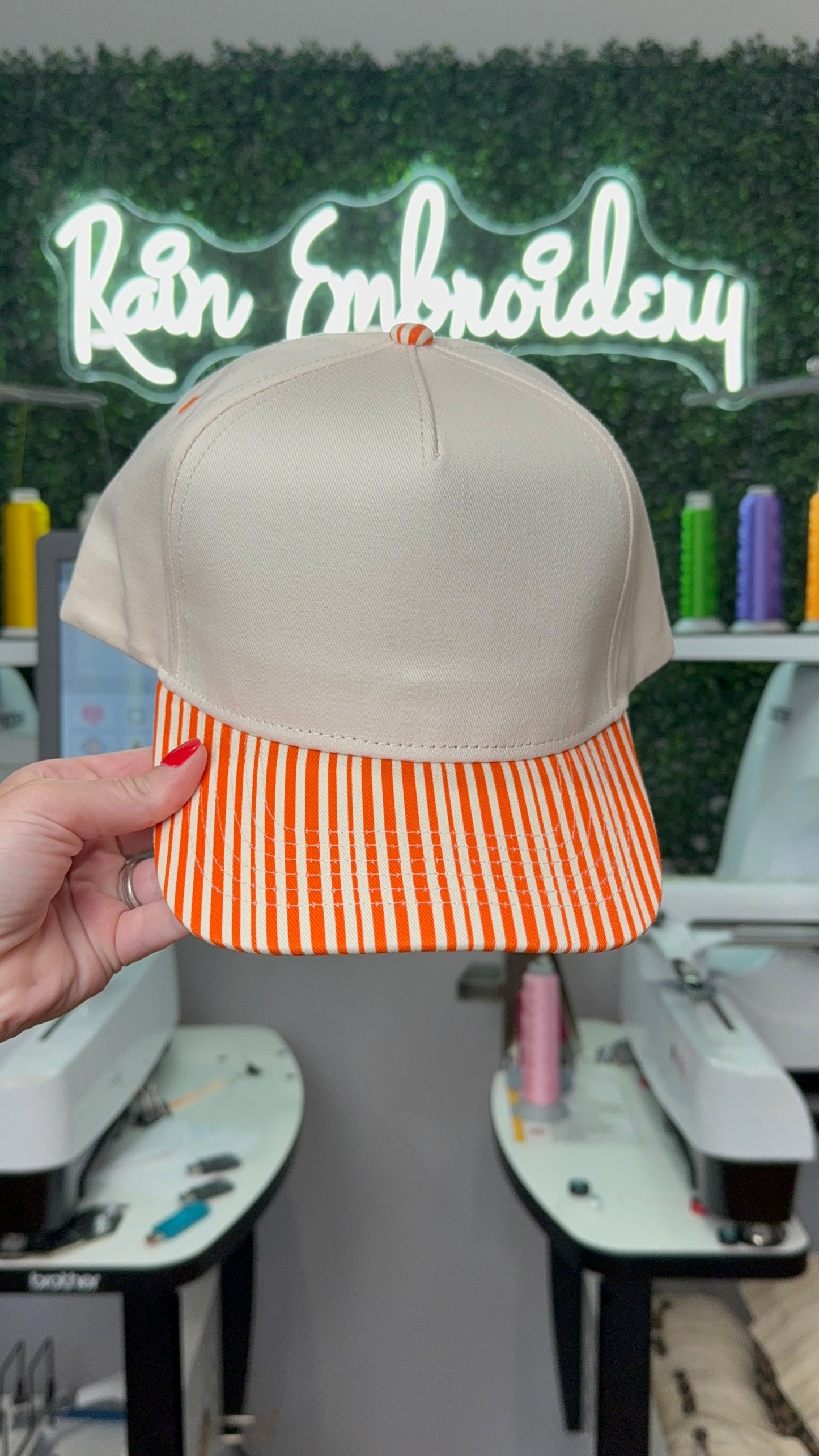 Orange Stripes Trucker Hat (blank)
