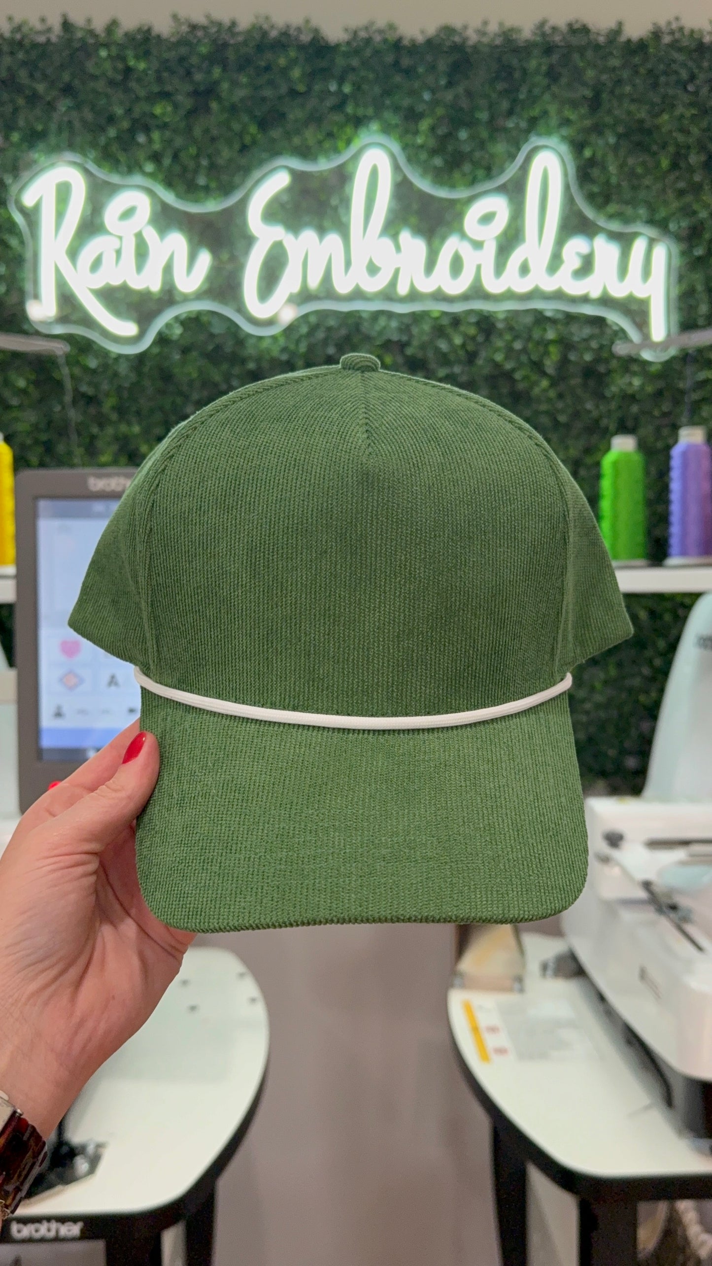 Green Corduroy Trucker Hat (blanks)