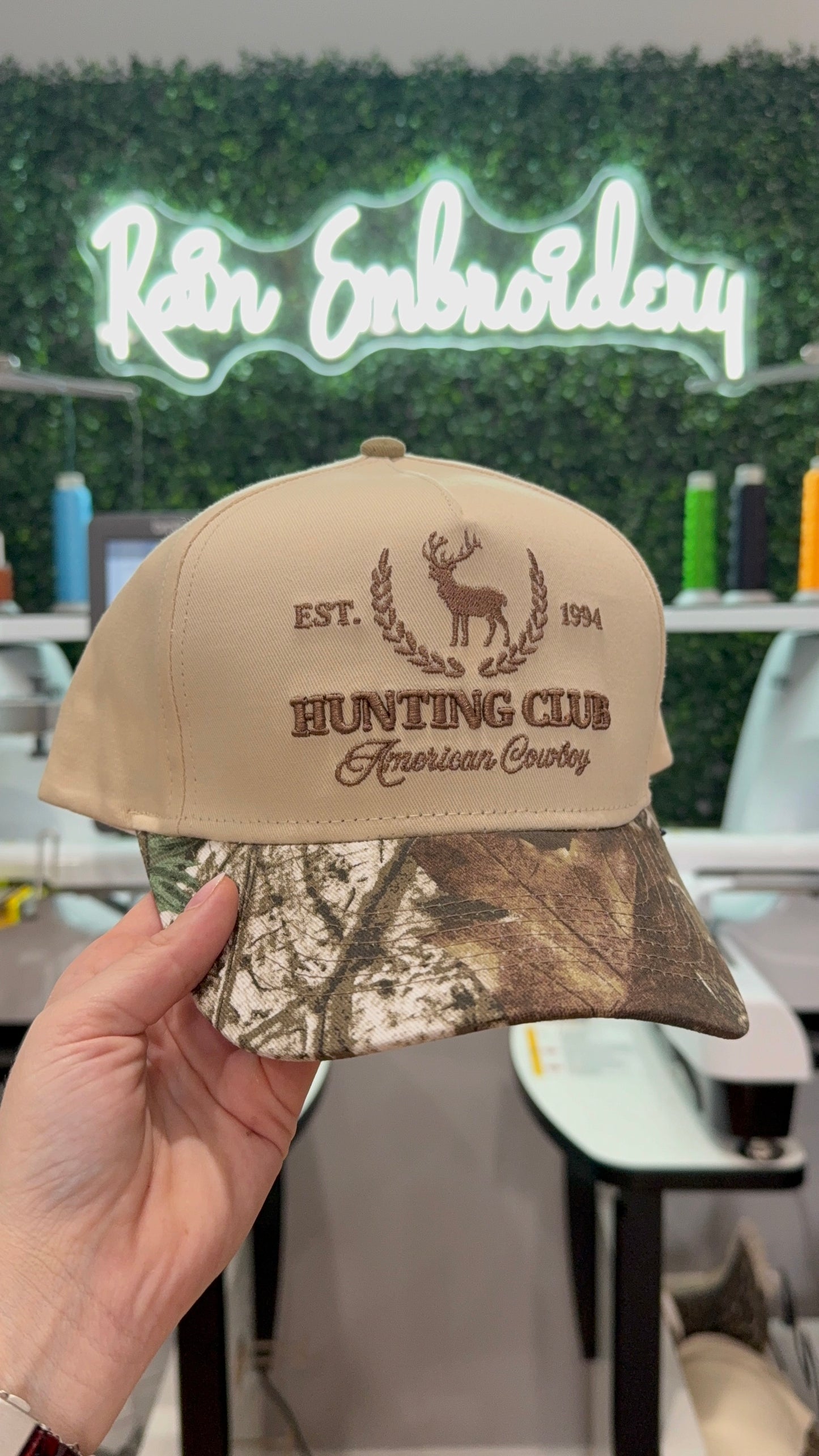 Hunting Club Camo Embroidered Trucker Hat