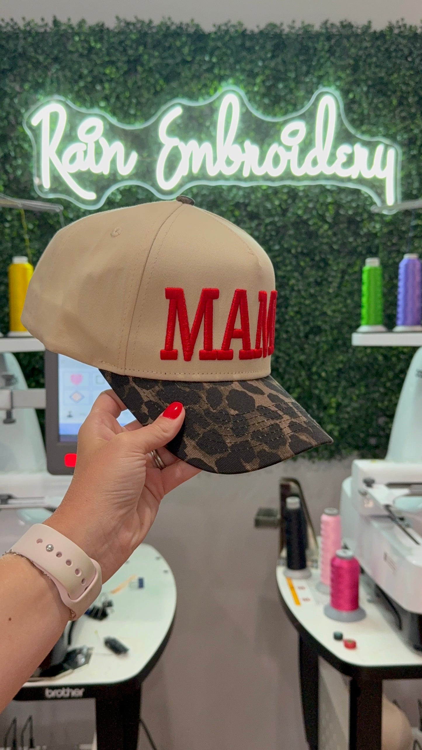 MAMA Leopard Vintage Hat / Embroidered Hat