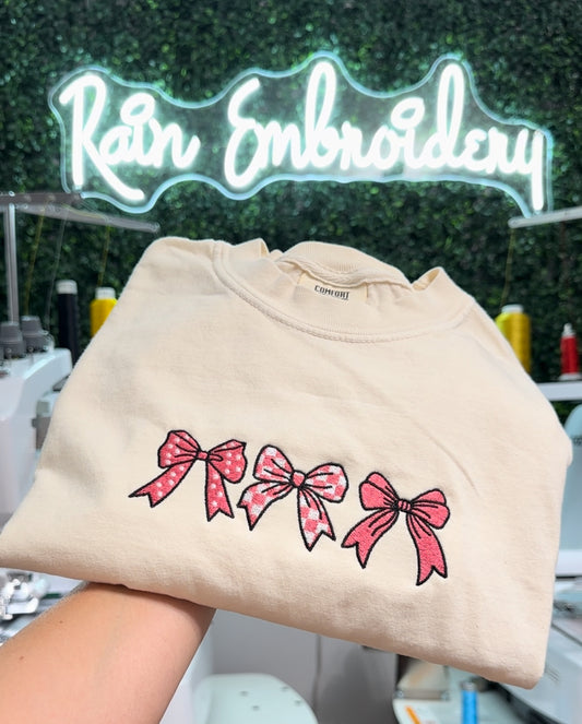 Bow Trio Embroidered Tee