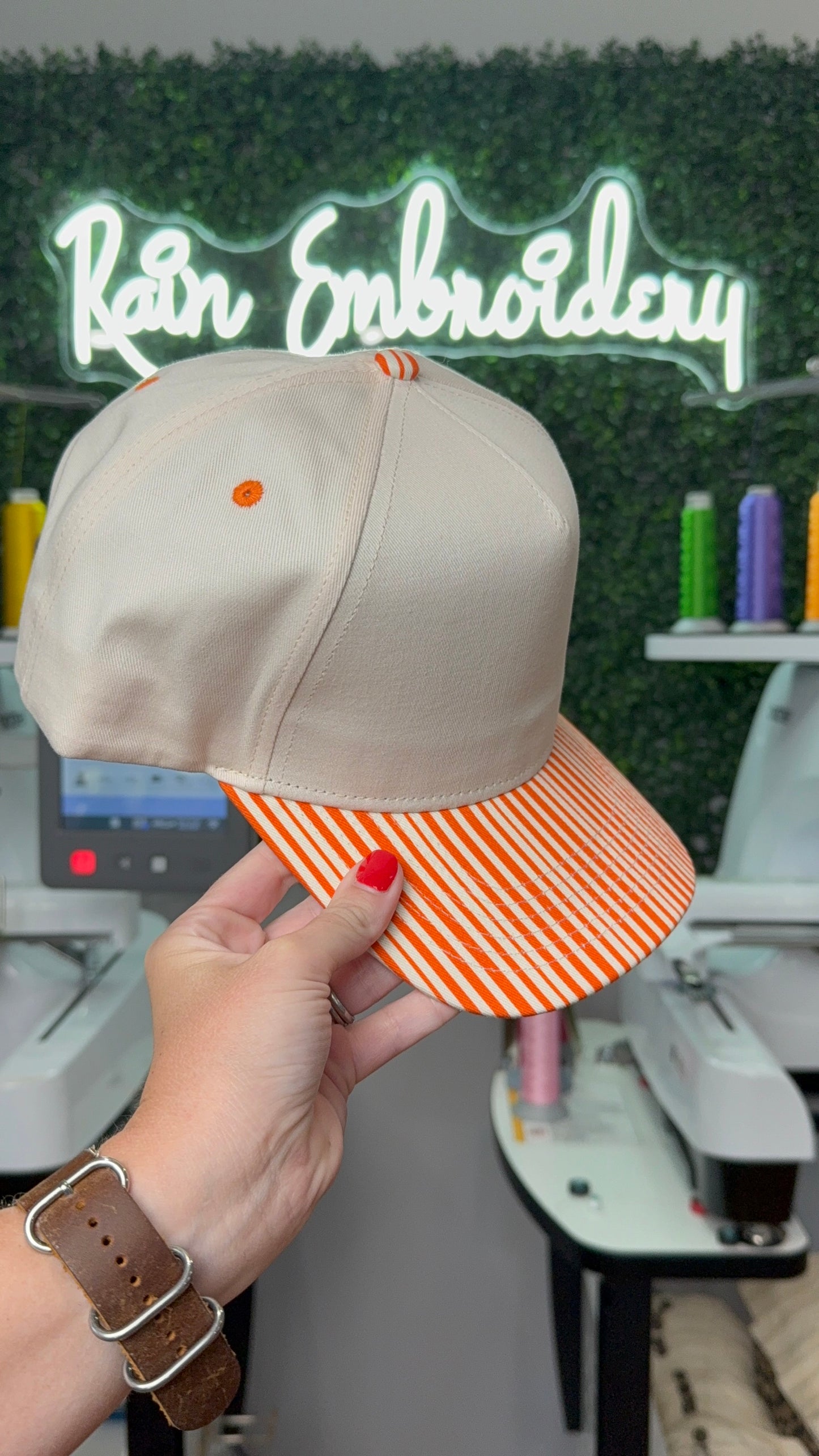 Orange Stripes Trucker Hat (blank)