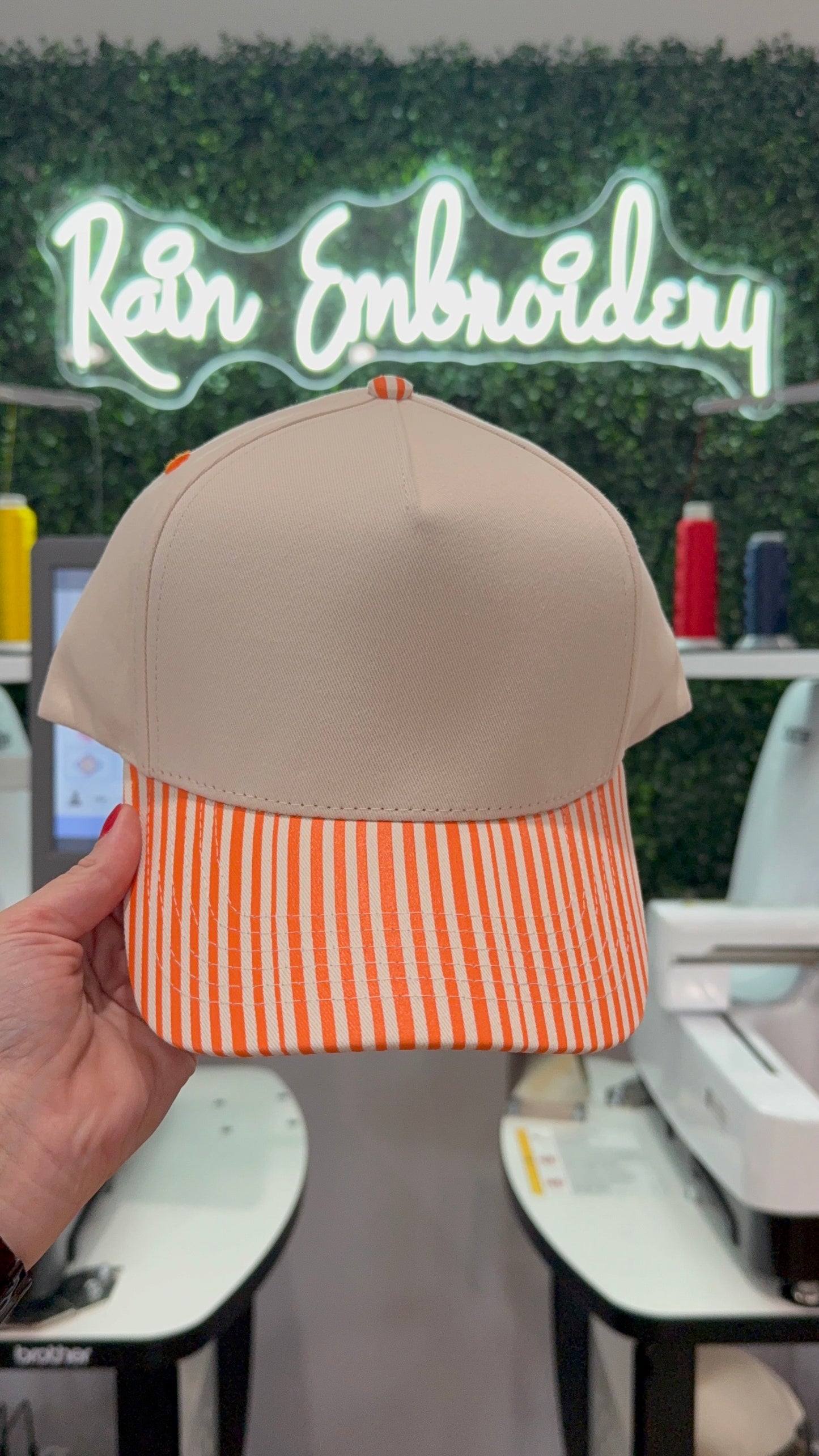 Orange Stripes Trucker Hat (blank)