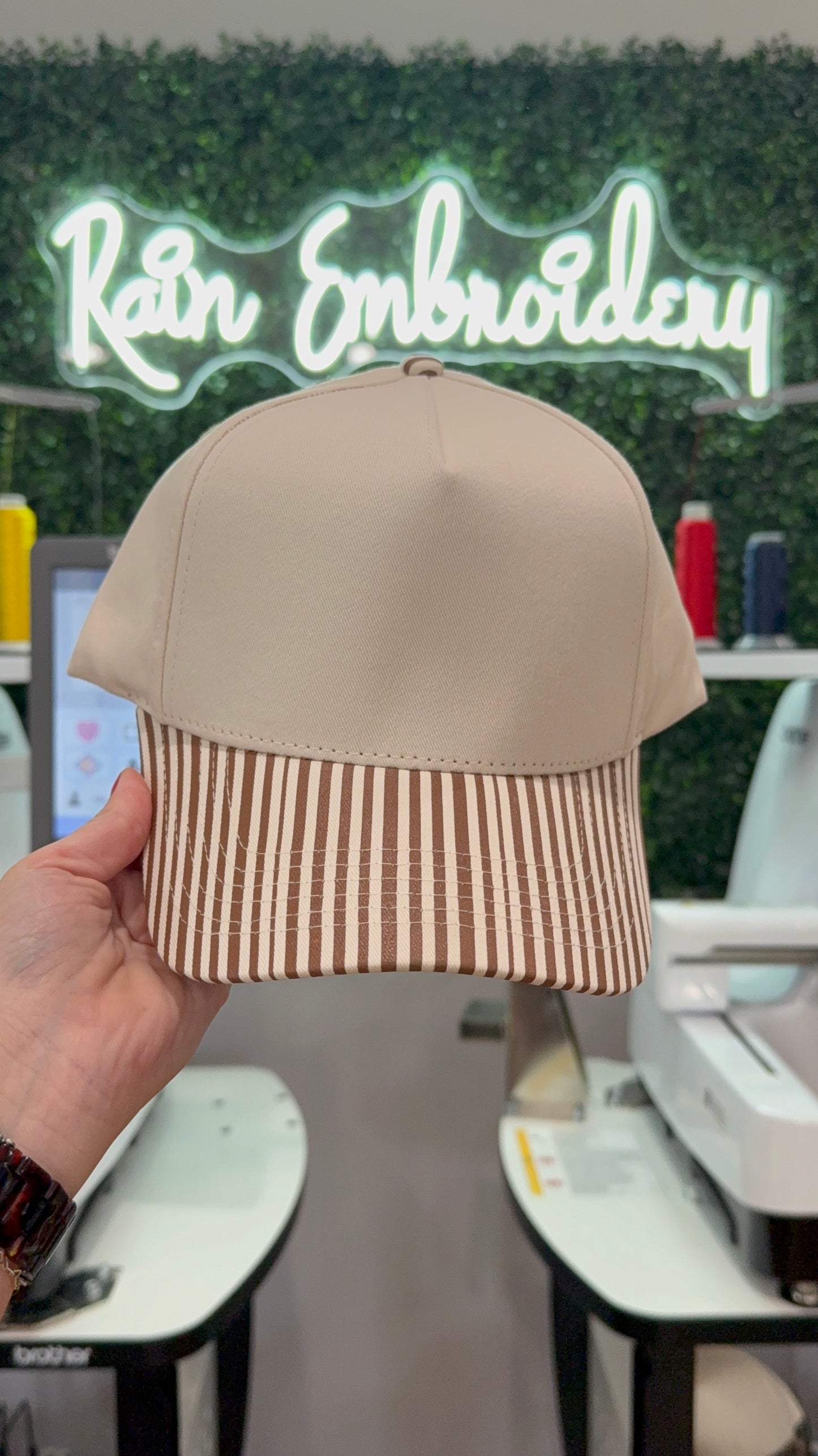 Brown Stripes Trucker Hat (blank)