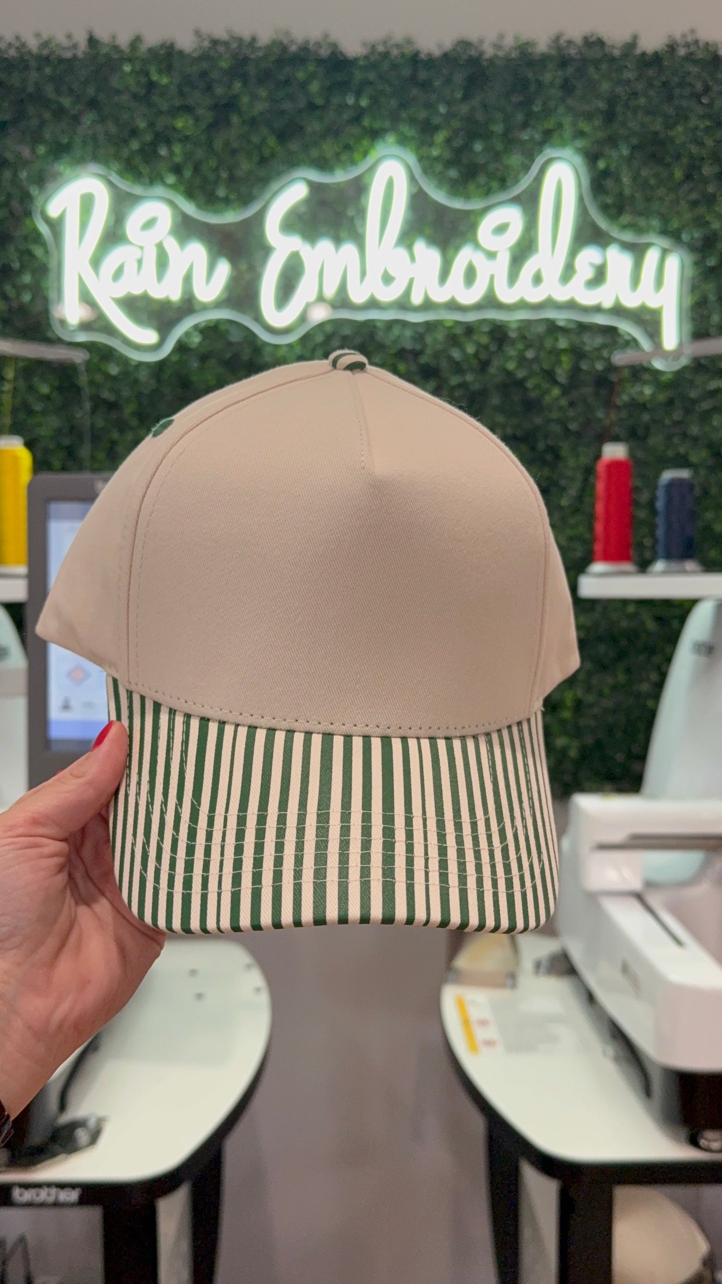 Dark Green Stripes Trucker Hat (blank)