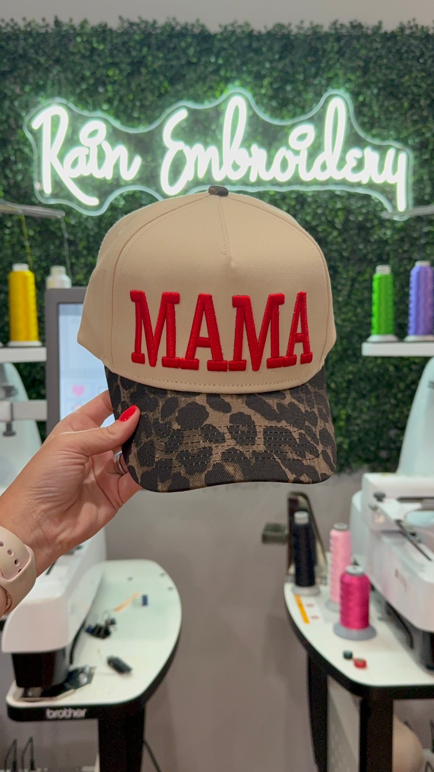 MAMA Leopard Vintage Hat / Embroidered Hat