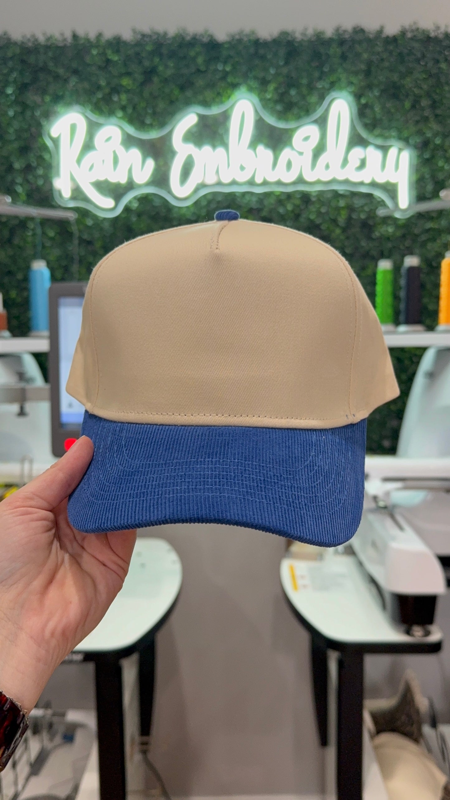 Blue Corduroy Bill Trucker Hat (blank)