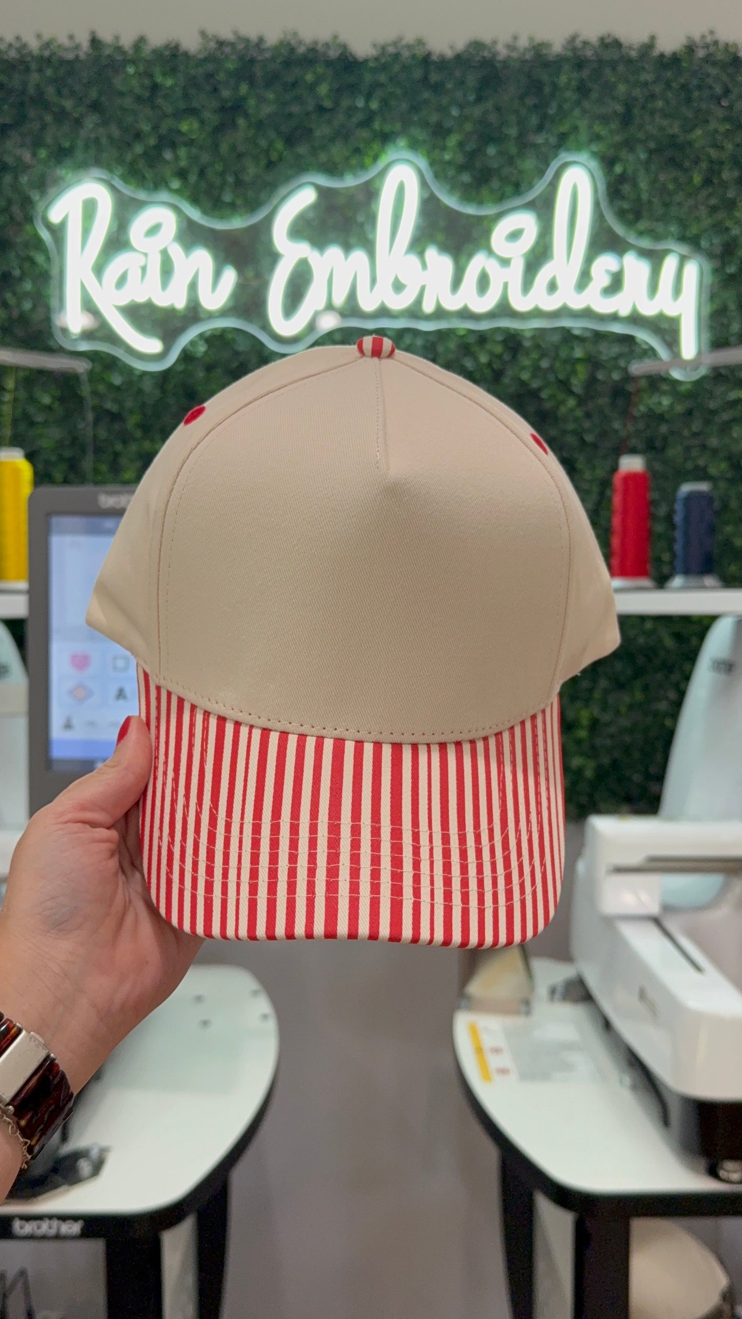 Red Stripes Trucker Hat (blank)