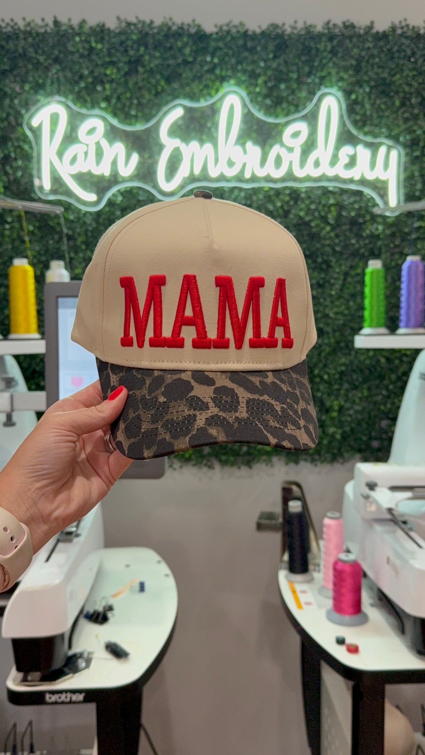 MAMA Leopard Vintage Hat / Embroidered Hat