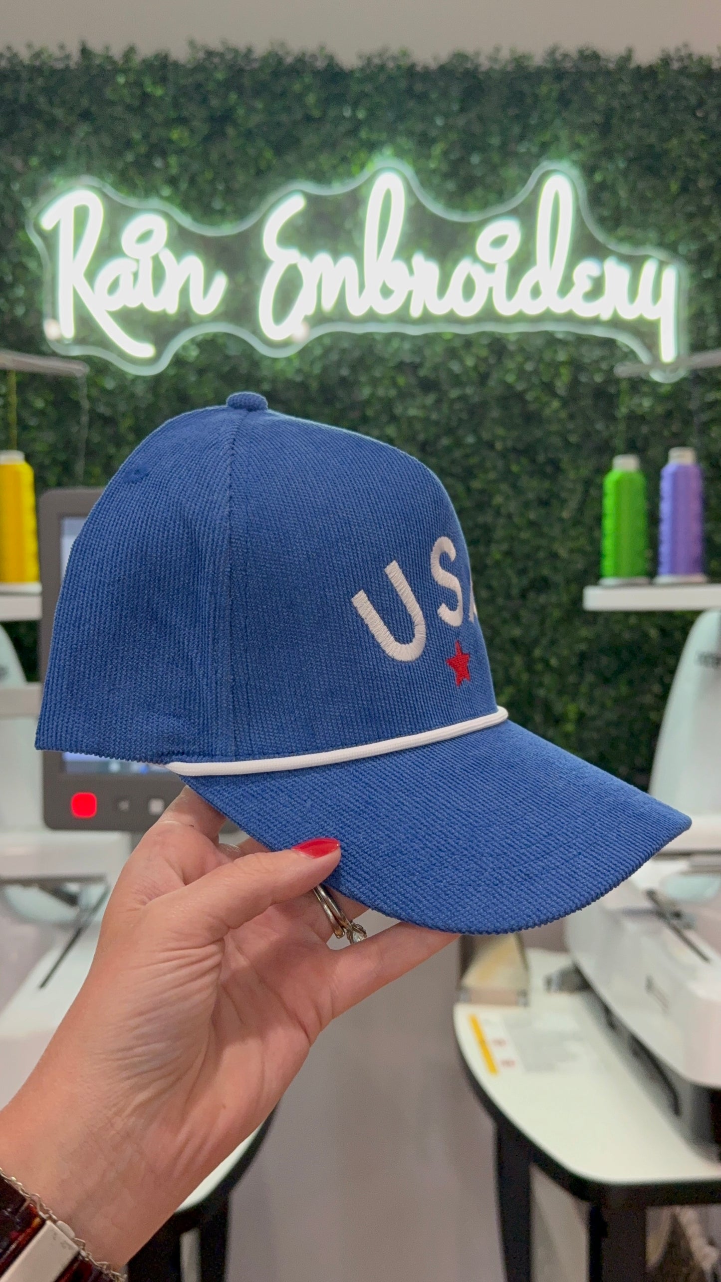 USA Embroidered Corduroy Trucker Hat