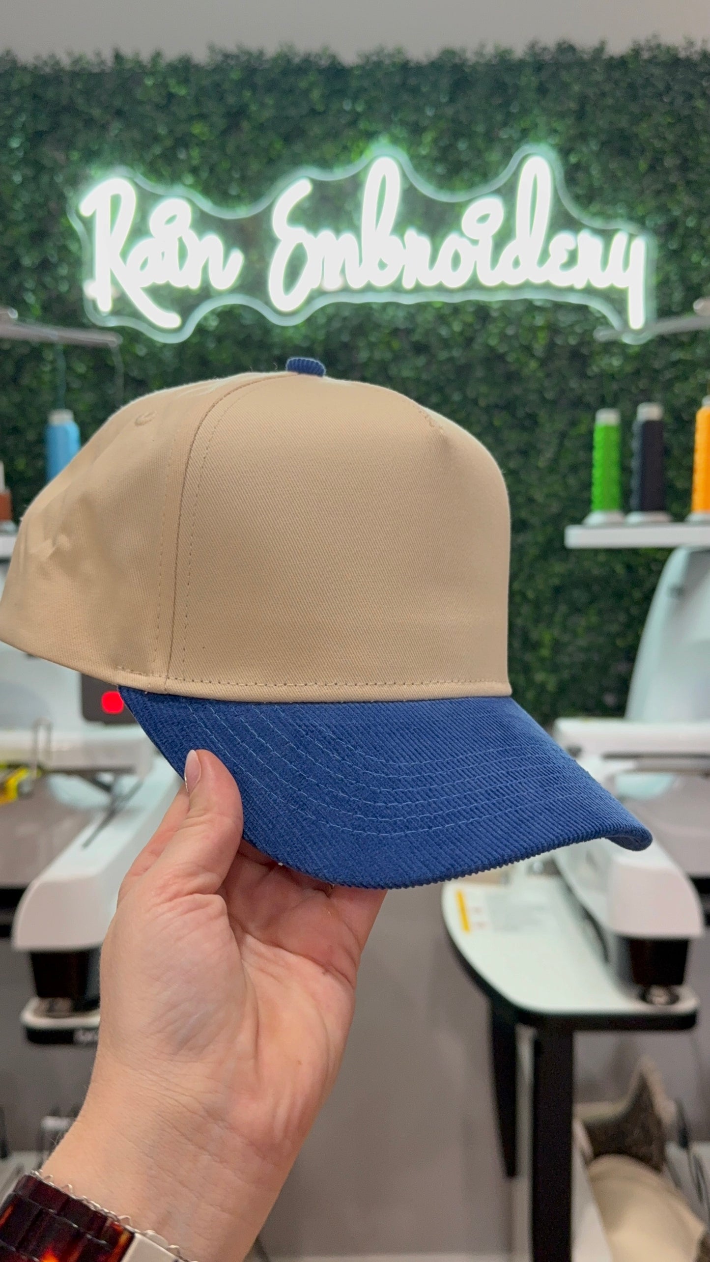 Blue Corduroy Bill Trucker Hat (blank)