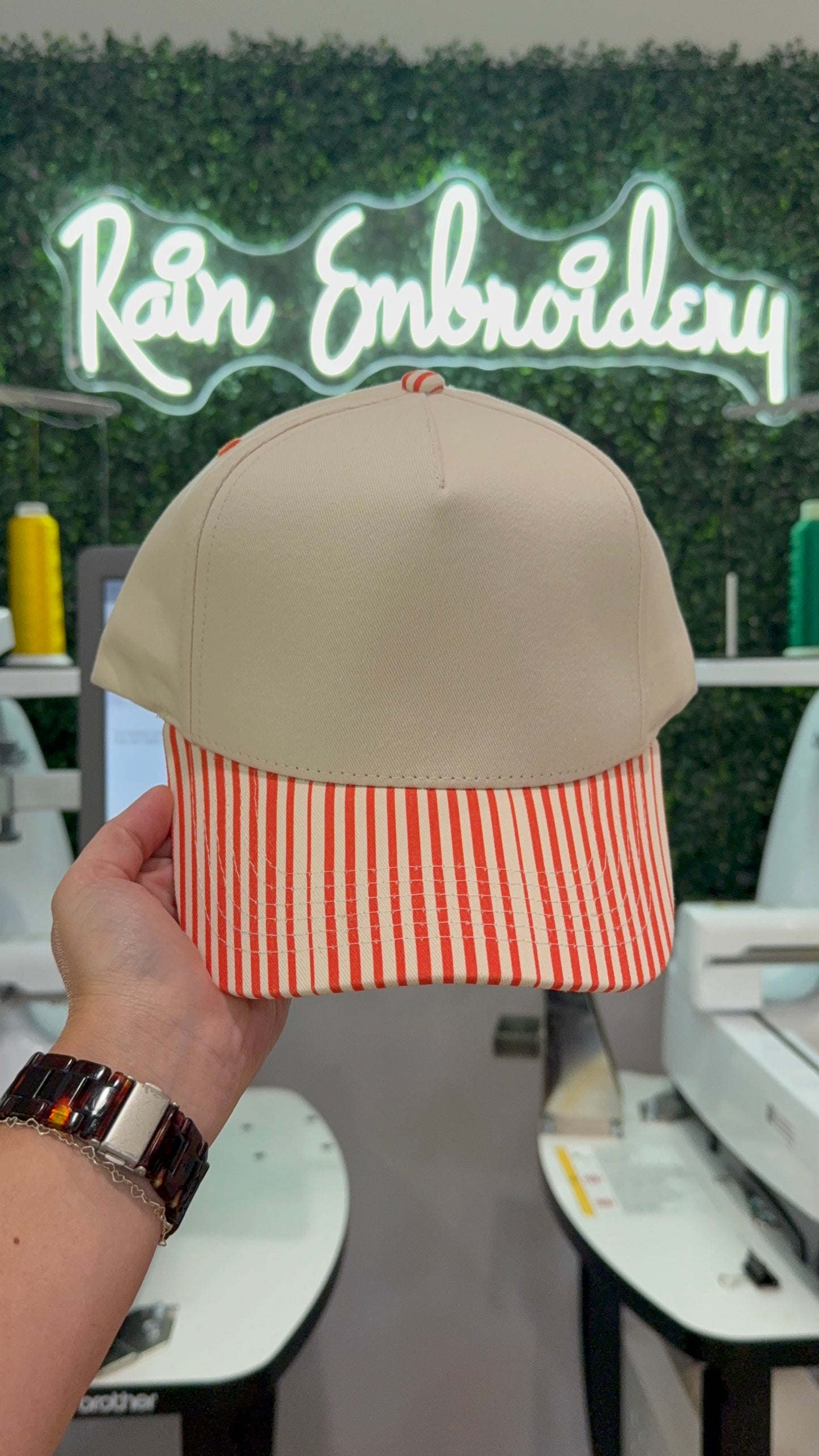Burnt Orange Stripes Trucker Hat (blank)